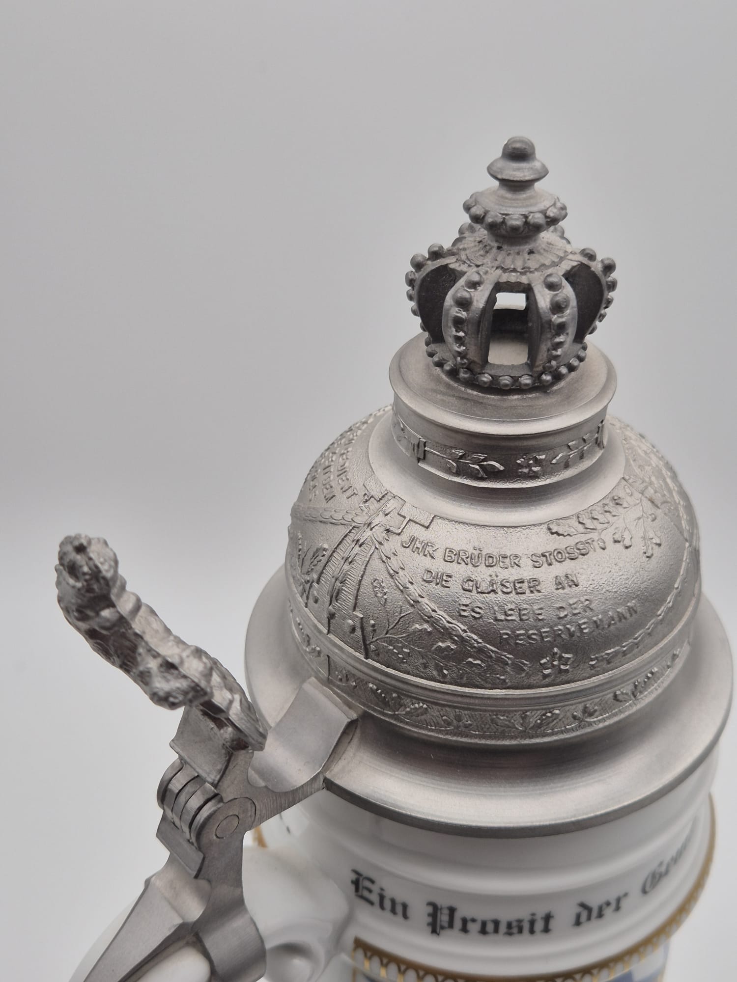 Kaiser Germany Bierkrug mit Zinndeckel und Lithophanie – München