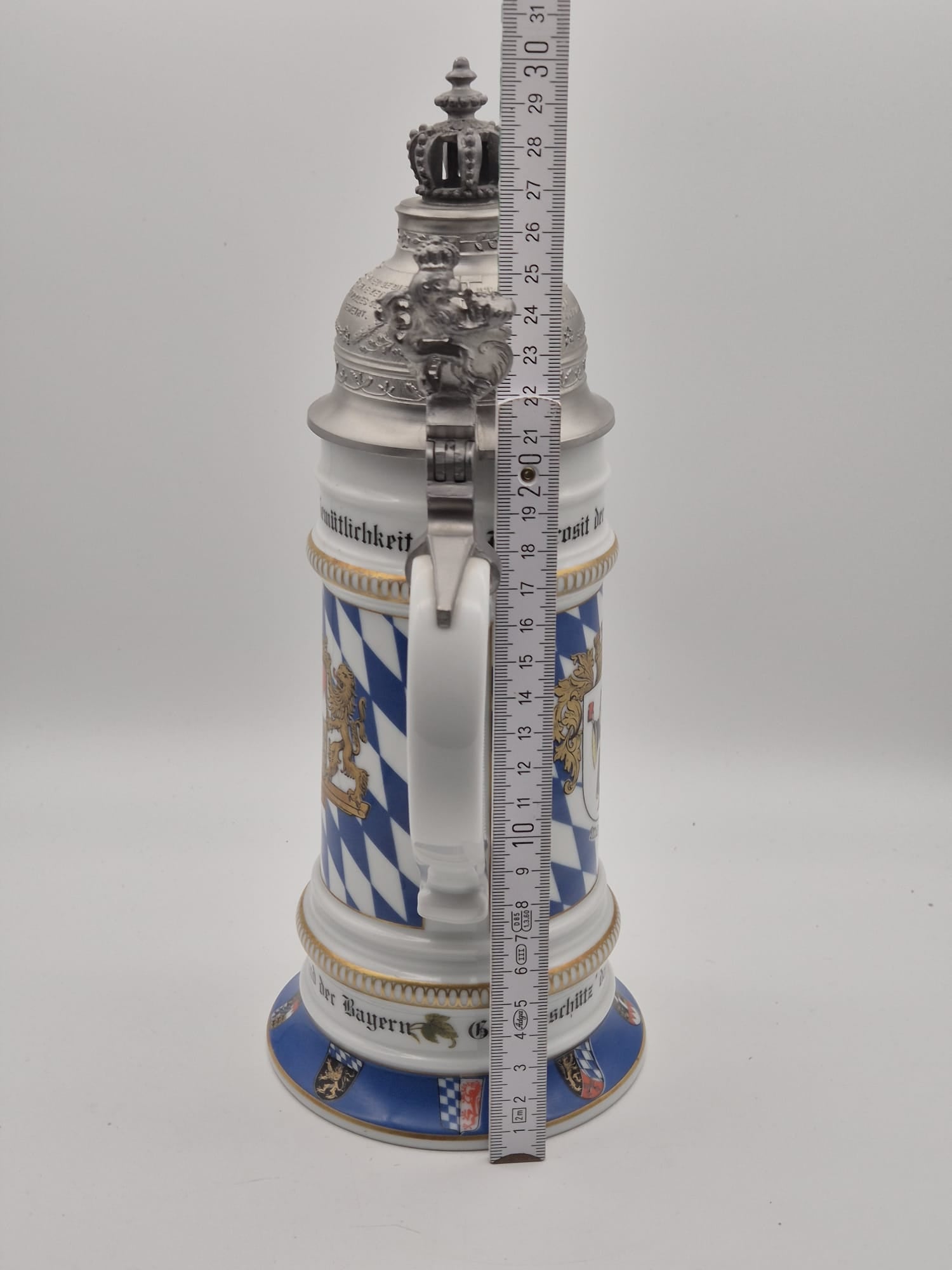 Kaiser Germany Bierkrug mit Zinndeckel und Lithophanie – München