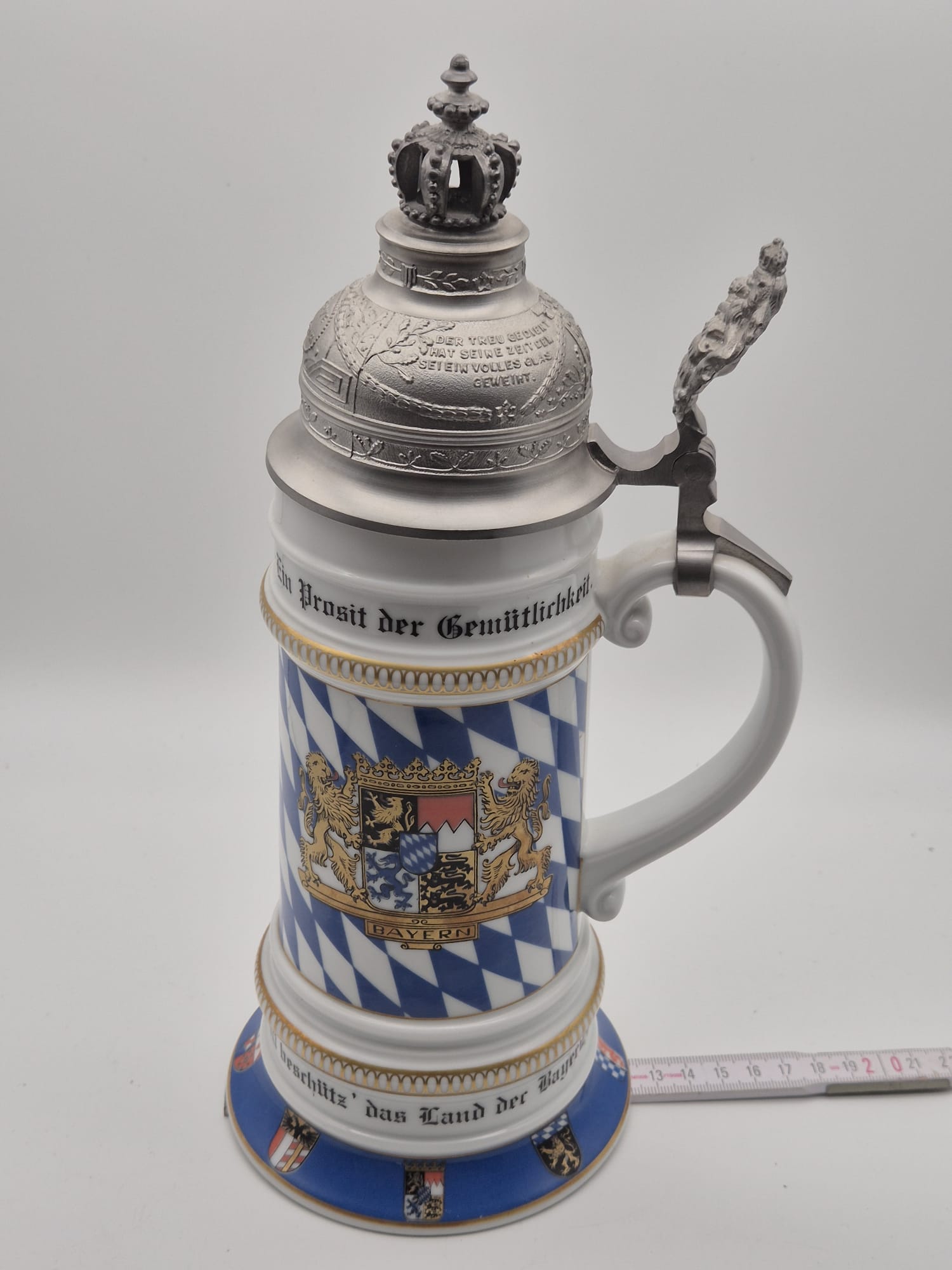 Kaiser Germany Bierkrug mit Zinndeckel und Lithophanie – München