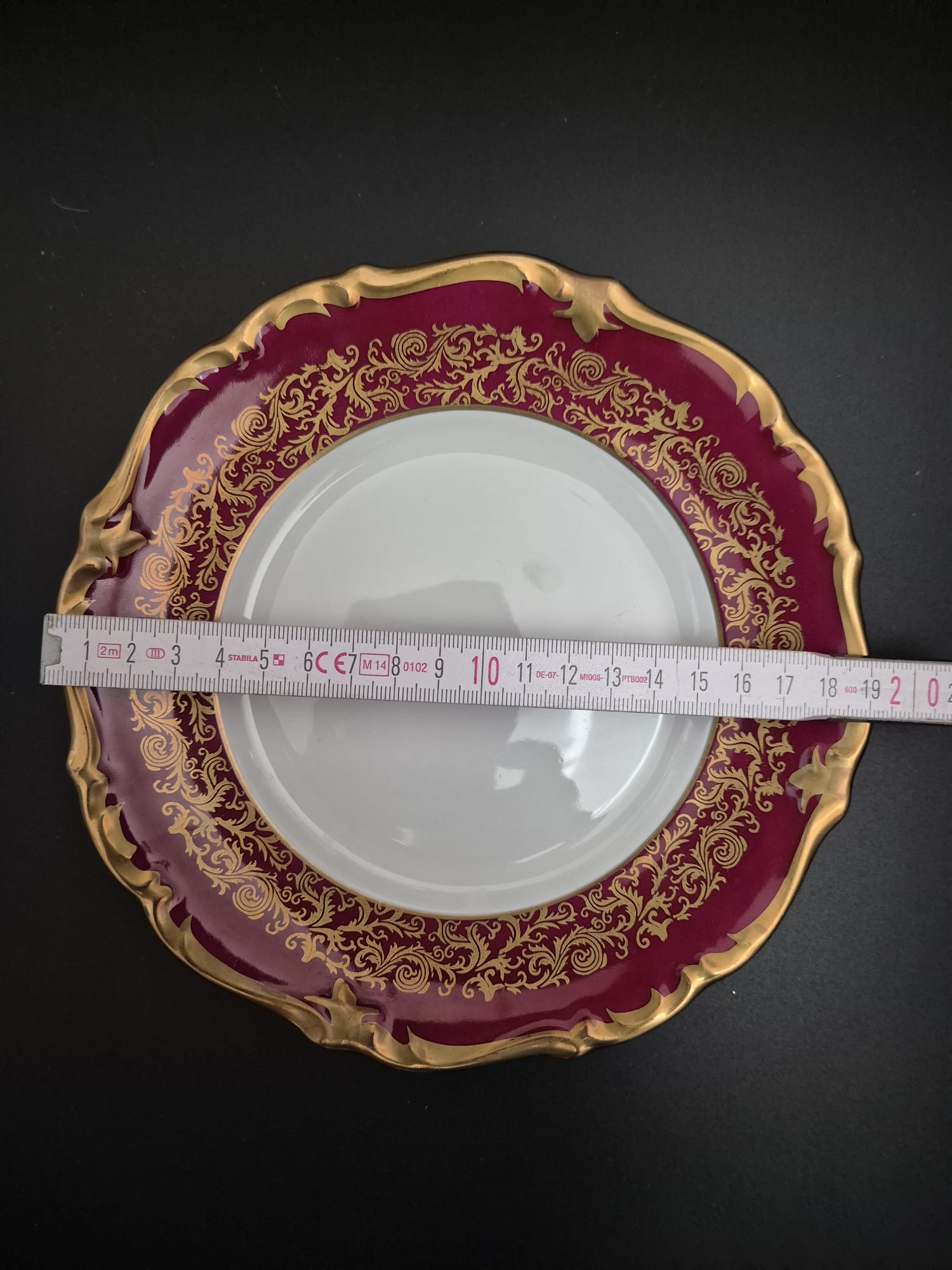 5 Reichenbacher Porzellan Dessertteller / Kuchenteller Bordeaux Golddekor