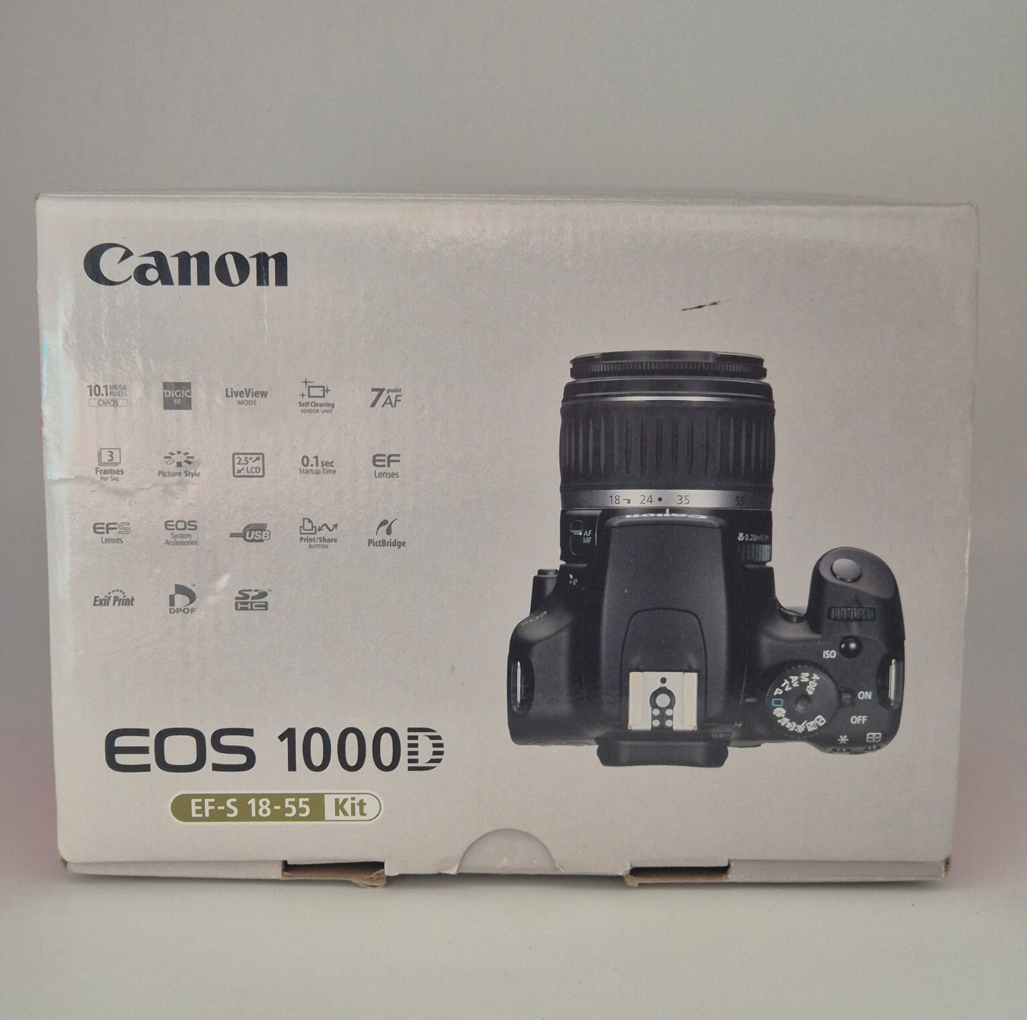 Canon EOS 1000D DSLR Kamera mit EF-S 18–55 mm Objektiv, OVP & Zubehör
