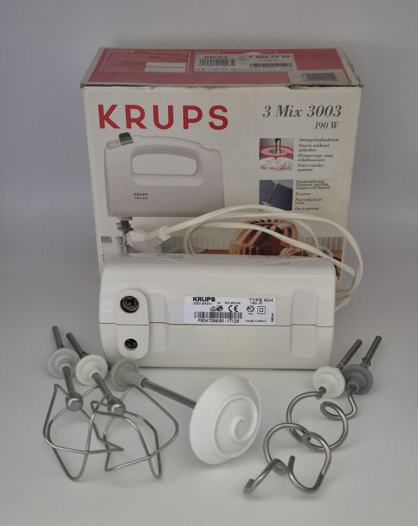 KRUPS 3 Mix 3003 Handmixer 190 W mit Originalverpackung & Zubehör