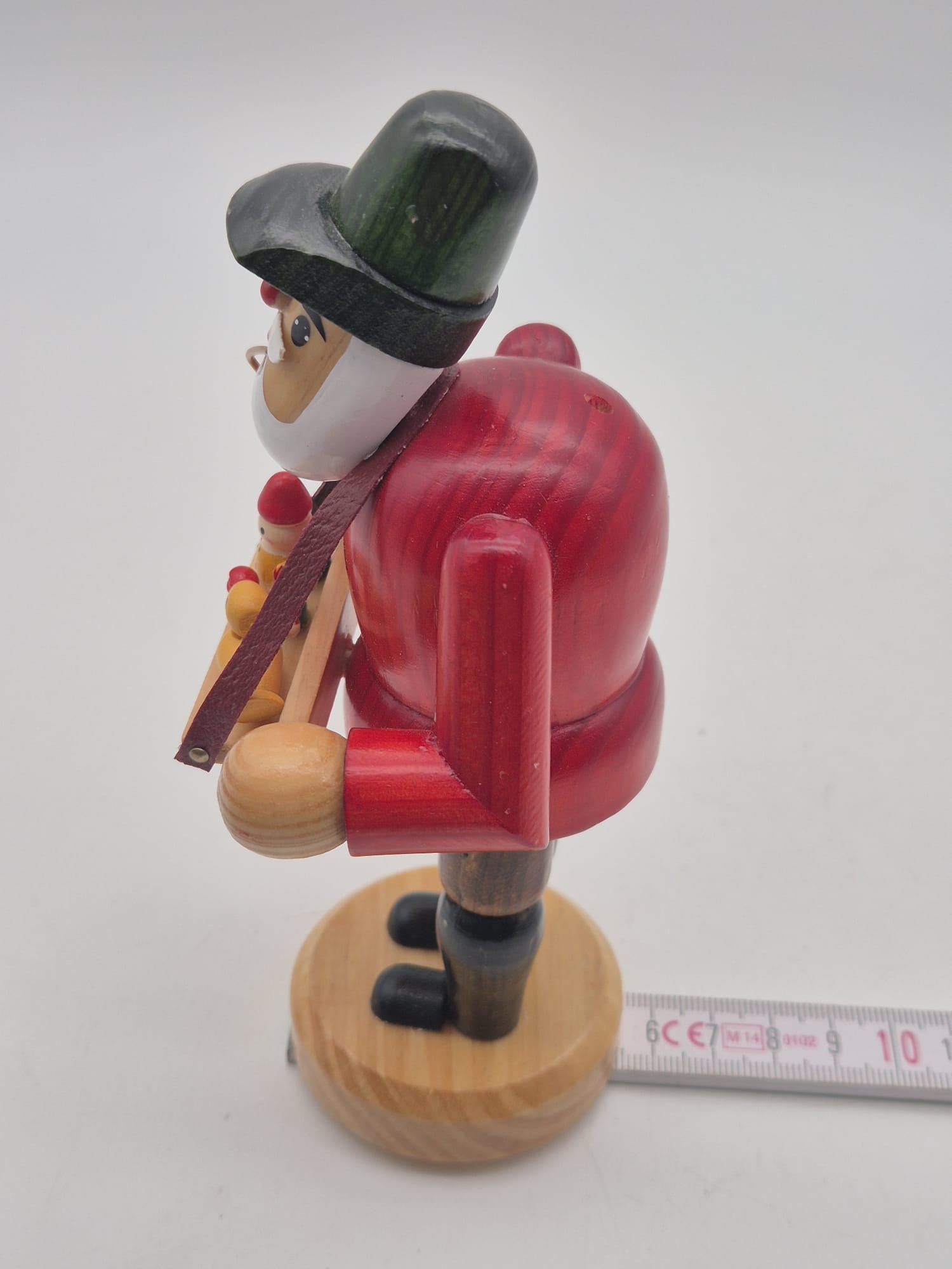 Unbenutztes Räuchermännchen Spielzeughändler mit Bauchladen aus Holz – ca. 16 cm