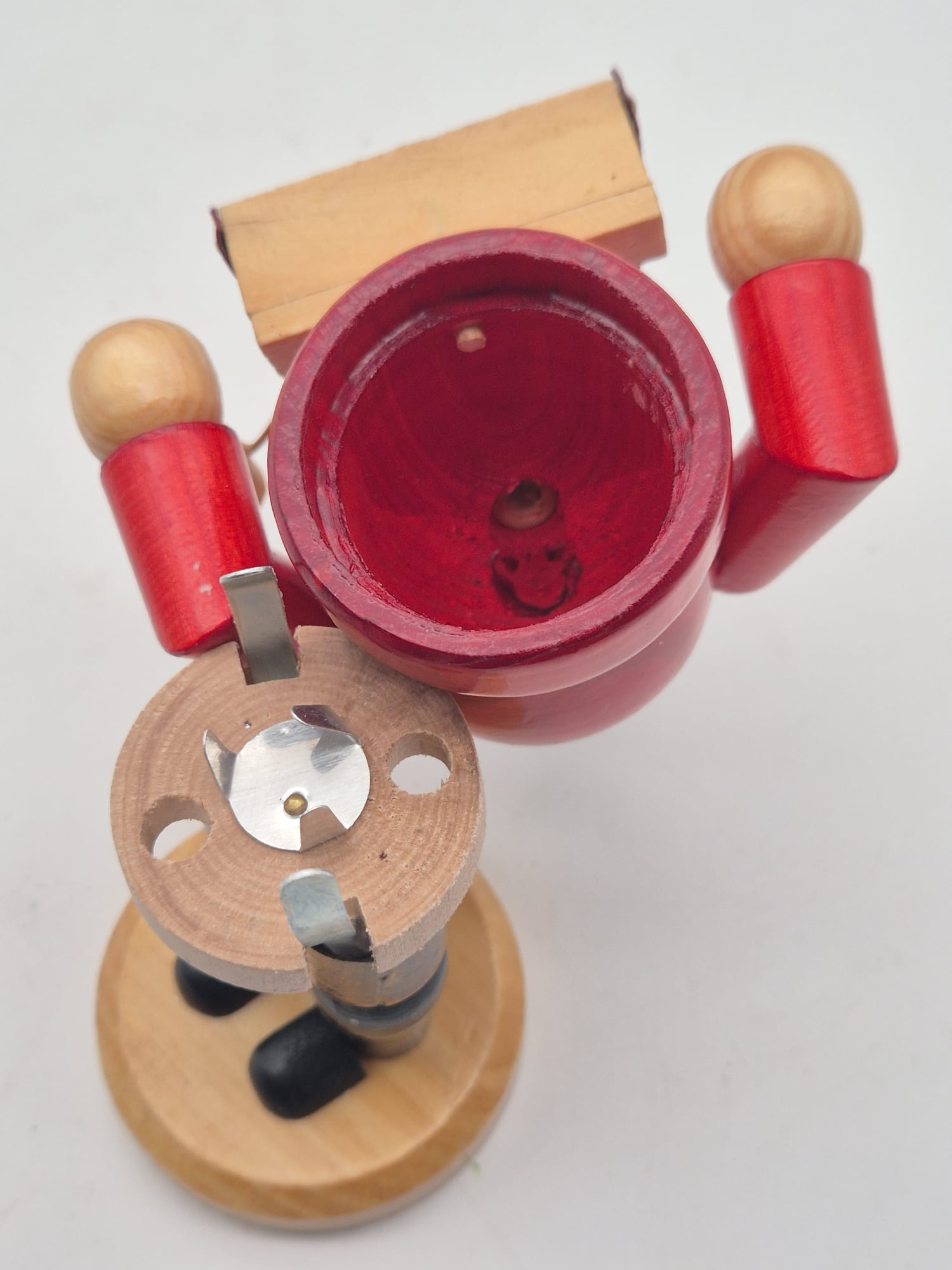 Unbenutztes Räuchermännchen Spielzeughändler mit Bauchladen aus Holz – ca. 16 cm