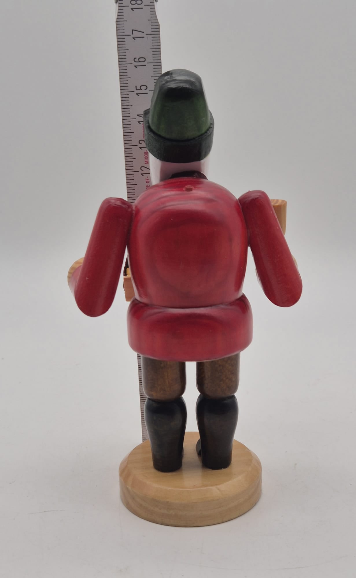 Unbenutztes Räuchermännchen Spielzeughändler mit Bauchladen aus Holz – ca. 16 cm