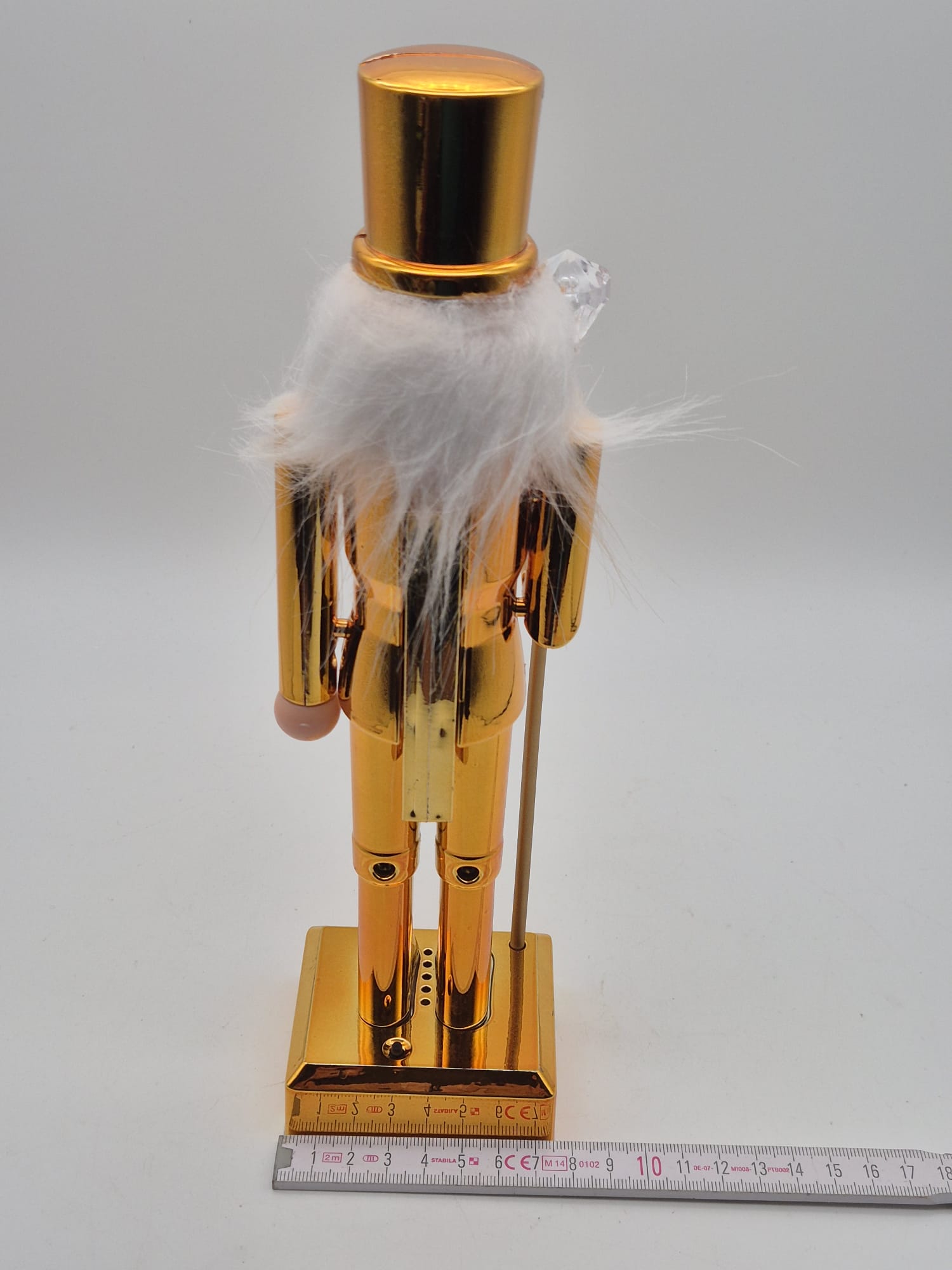 Goldener LED-Nussknacker mit Spieluhr – ca. 29 cm