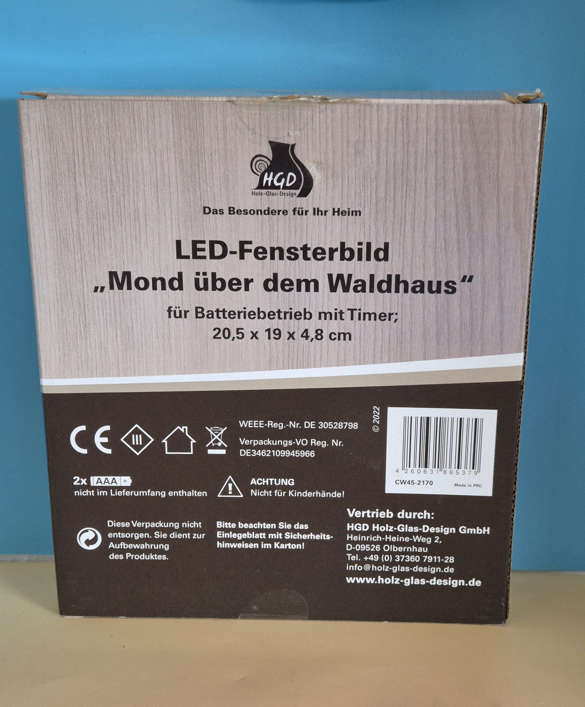 HGD LED-Fensterbild „Mond über dem Waldhaus“ – mit Timer