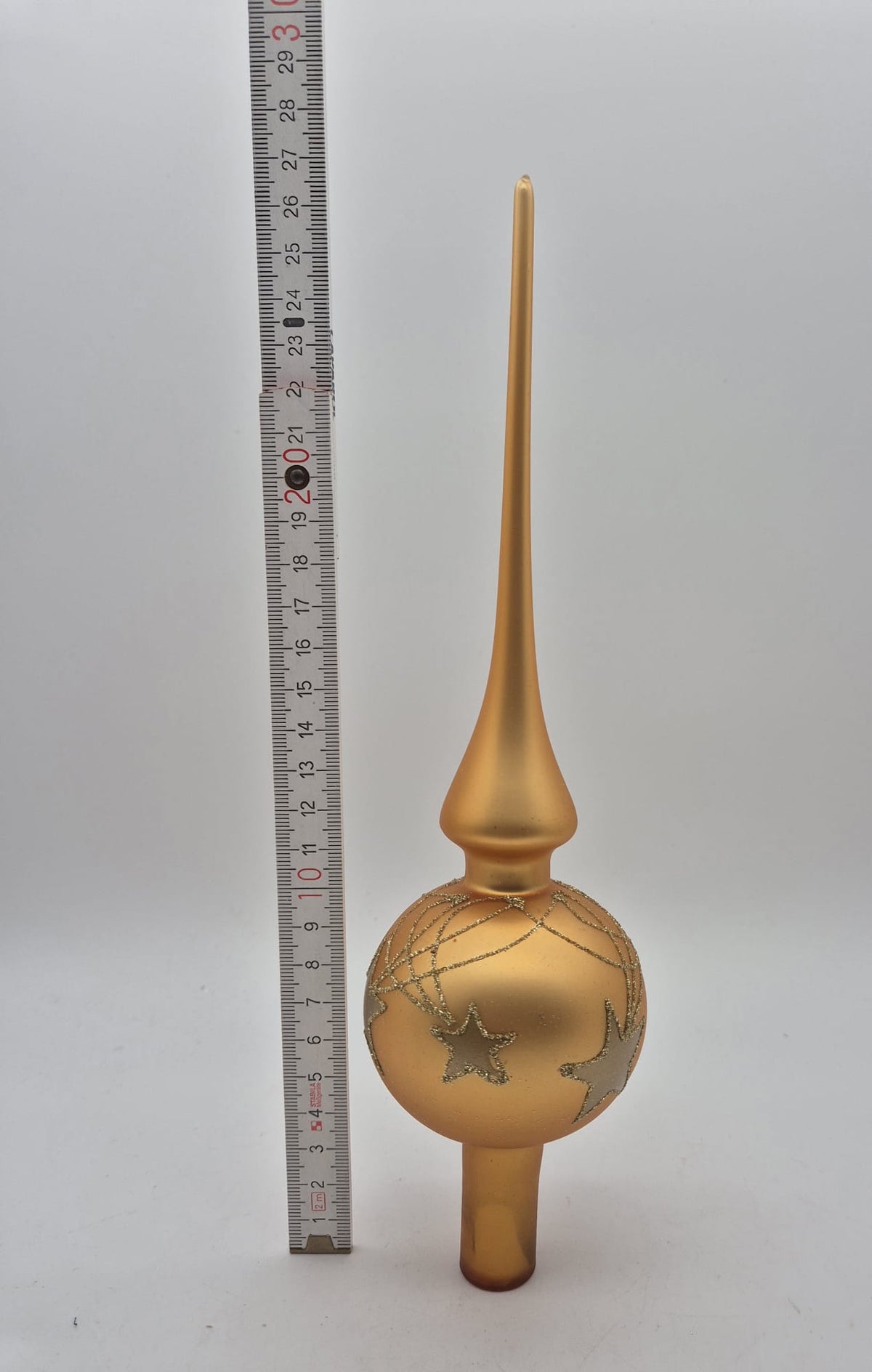 Heitmann Deco Christbaumspitze aus Glas – Gold mit Sternendekor – ca. 27 cm