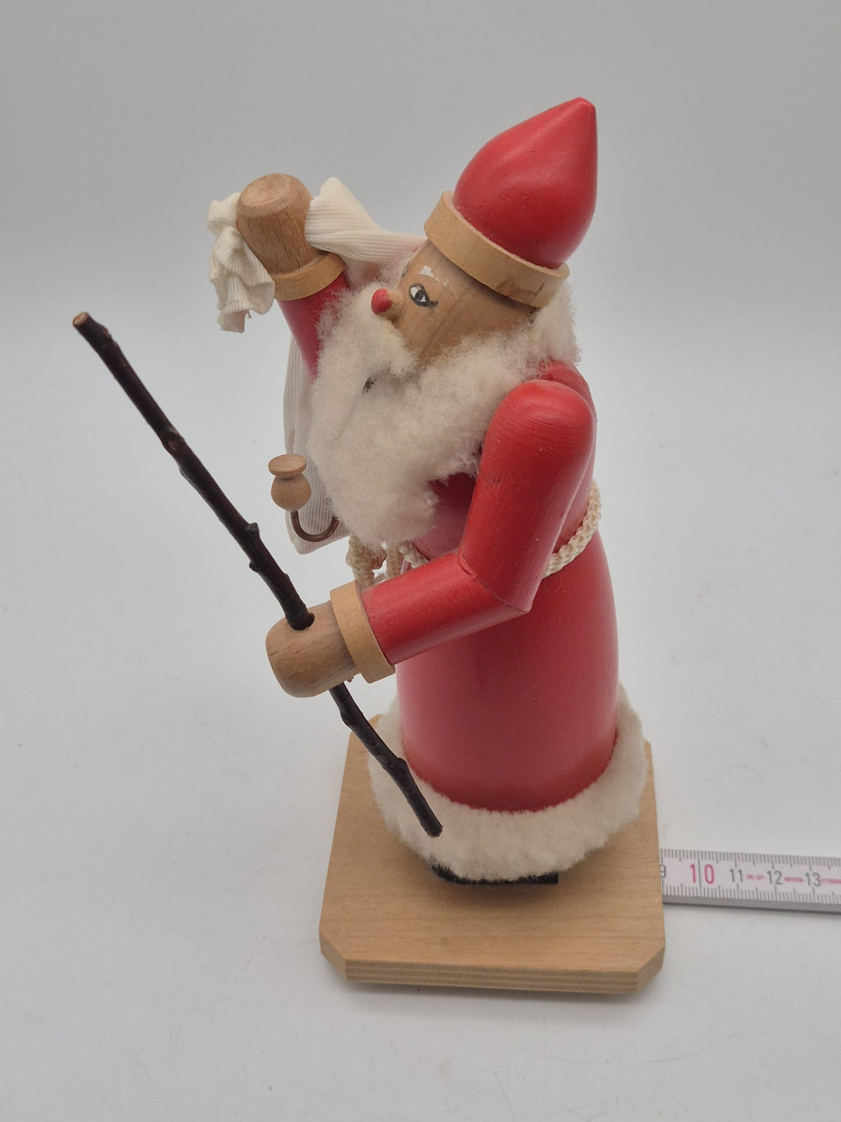 Räuchermann Weihnachtsmann mit Sack und Wanderstab – ca. 22 cm unbenutzt