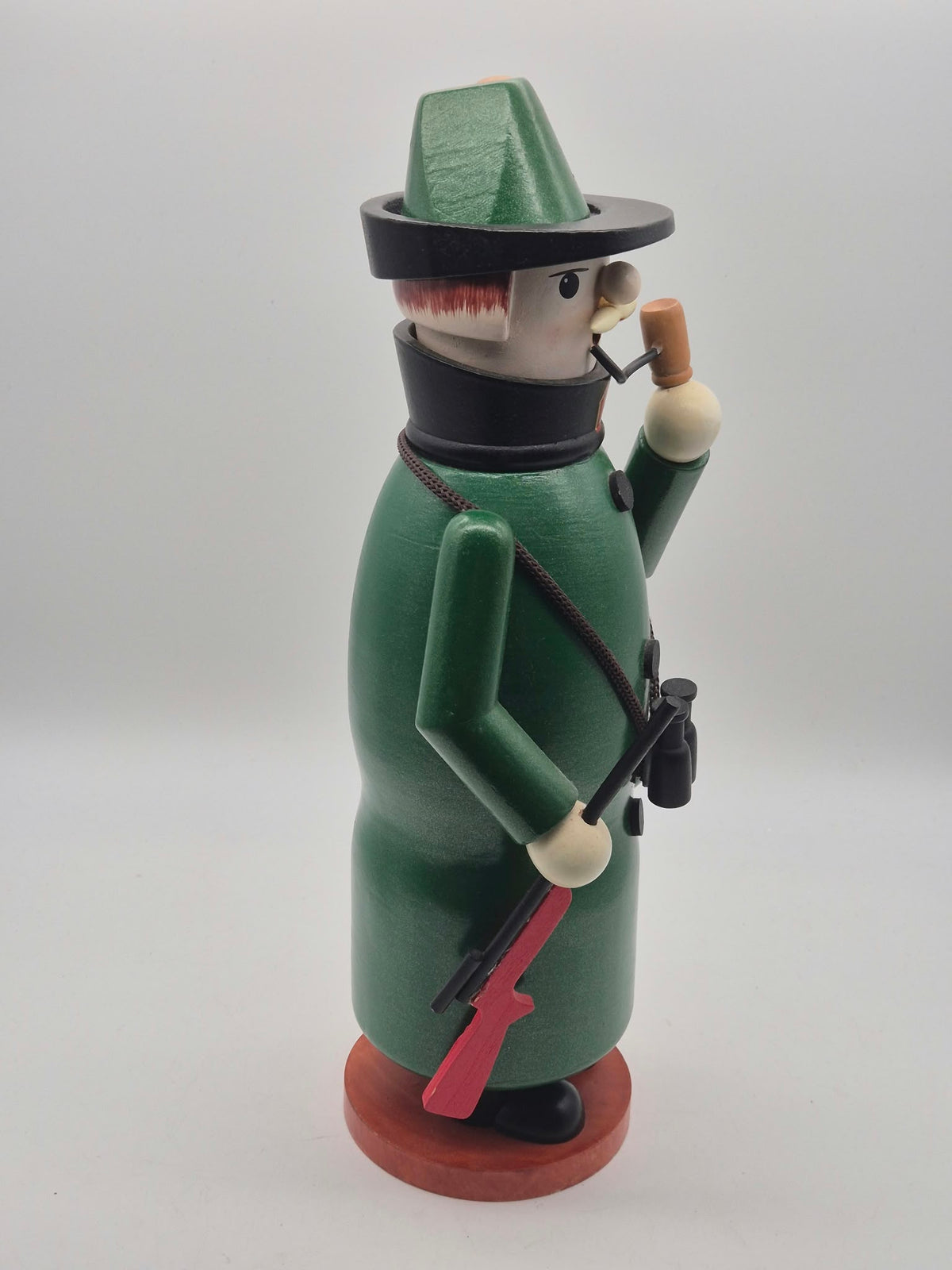 Großer Räuchermann Jäger / Förster aus Holz – ca. 35 cm – mit Gewehr & Fernglas, unbenutzt