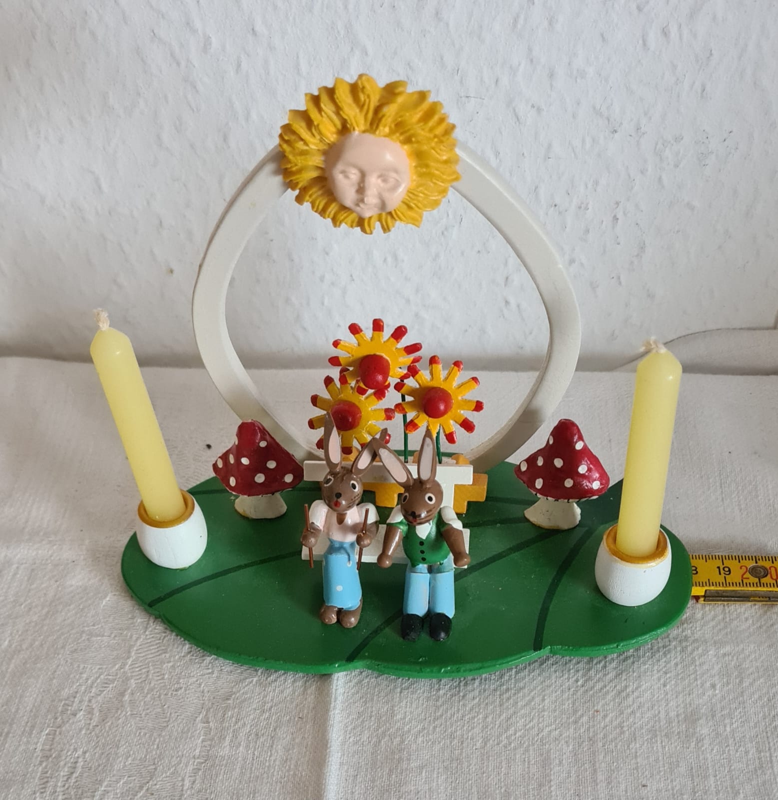 Oster-Kerzenhalter mit Osterhase und Osterhäsin Tischschmuck Kerzenhalter zu Ostern OVP