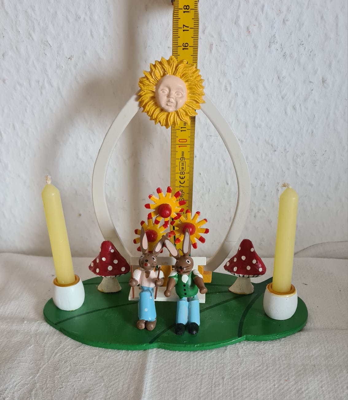 Oster-Kerzenhalter mit Osterhase und Osterhäsin Tischschmuck Kerzenhalter zu Ostern OVP