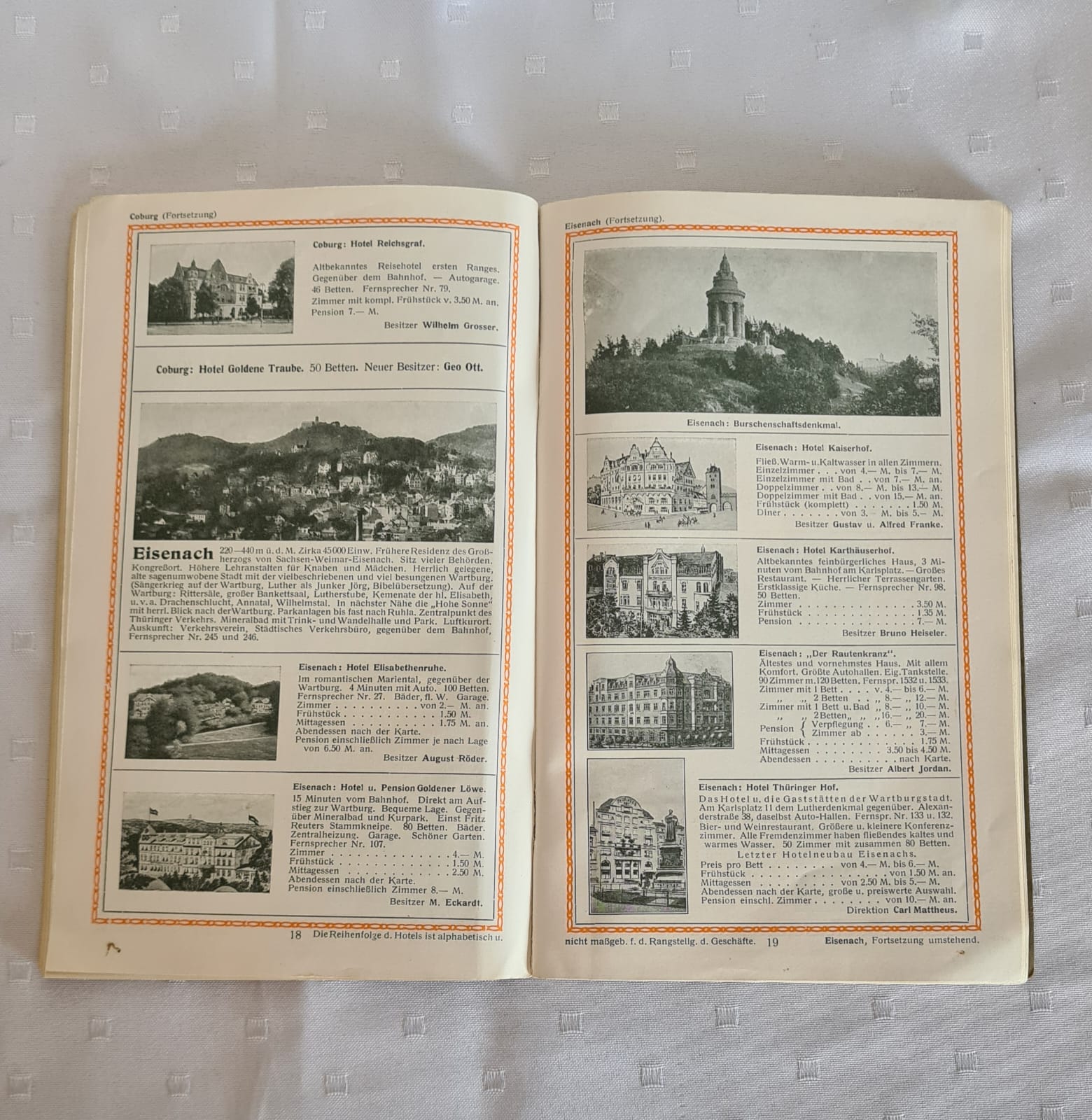 Buch Thüringen Hotel-Führer Ausgabe 1926