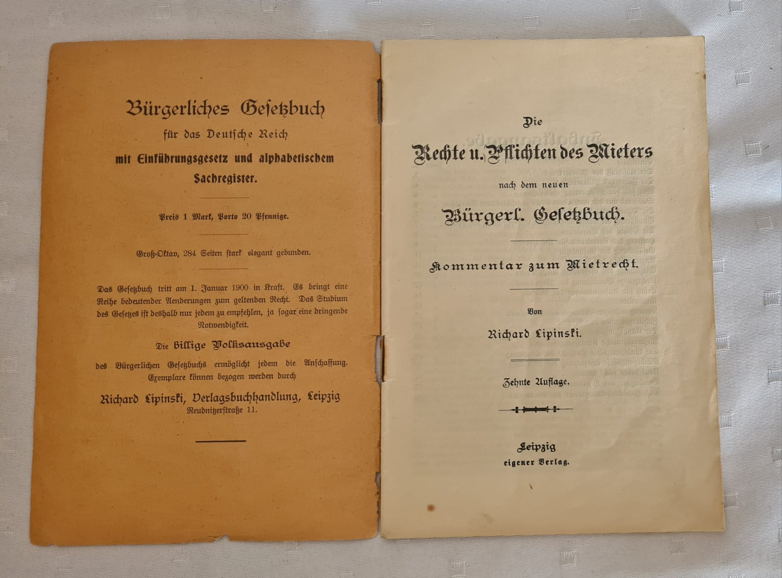 Buch: Die Rechte und Pflichten des Mieters nach bürgerlichen Gesetzbuch 1900