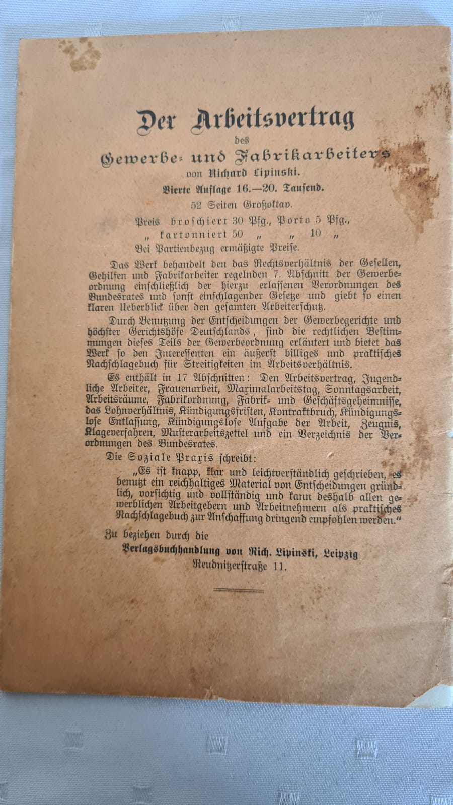 Buch: Die Rechte und Pflichten des Mieters nach bürgerlichen Gesetzbuch 1900