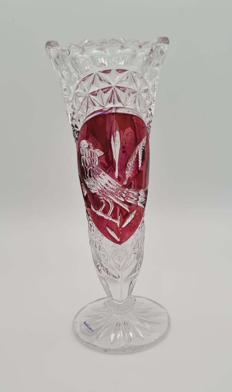 Bleikristall Vase Hofbauer Byrdes Ruby, Kristall Glas Blumenvase