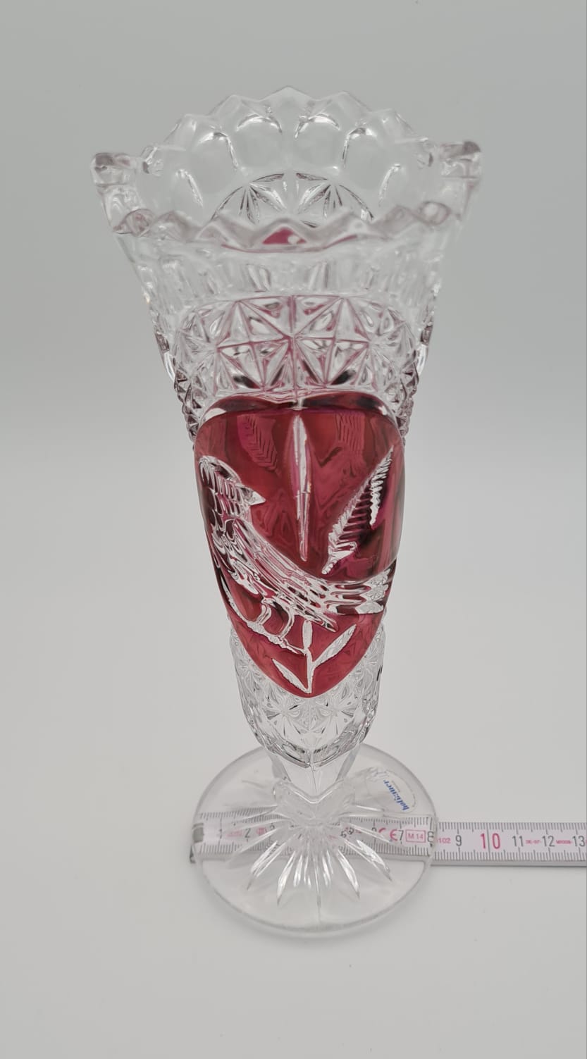 Bleikristall Vase Hofbauer Byrdes Ruby, Kristall Glas Blumenvase
