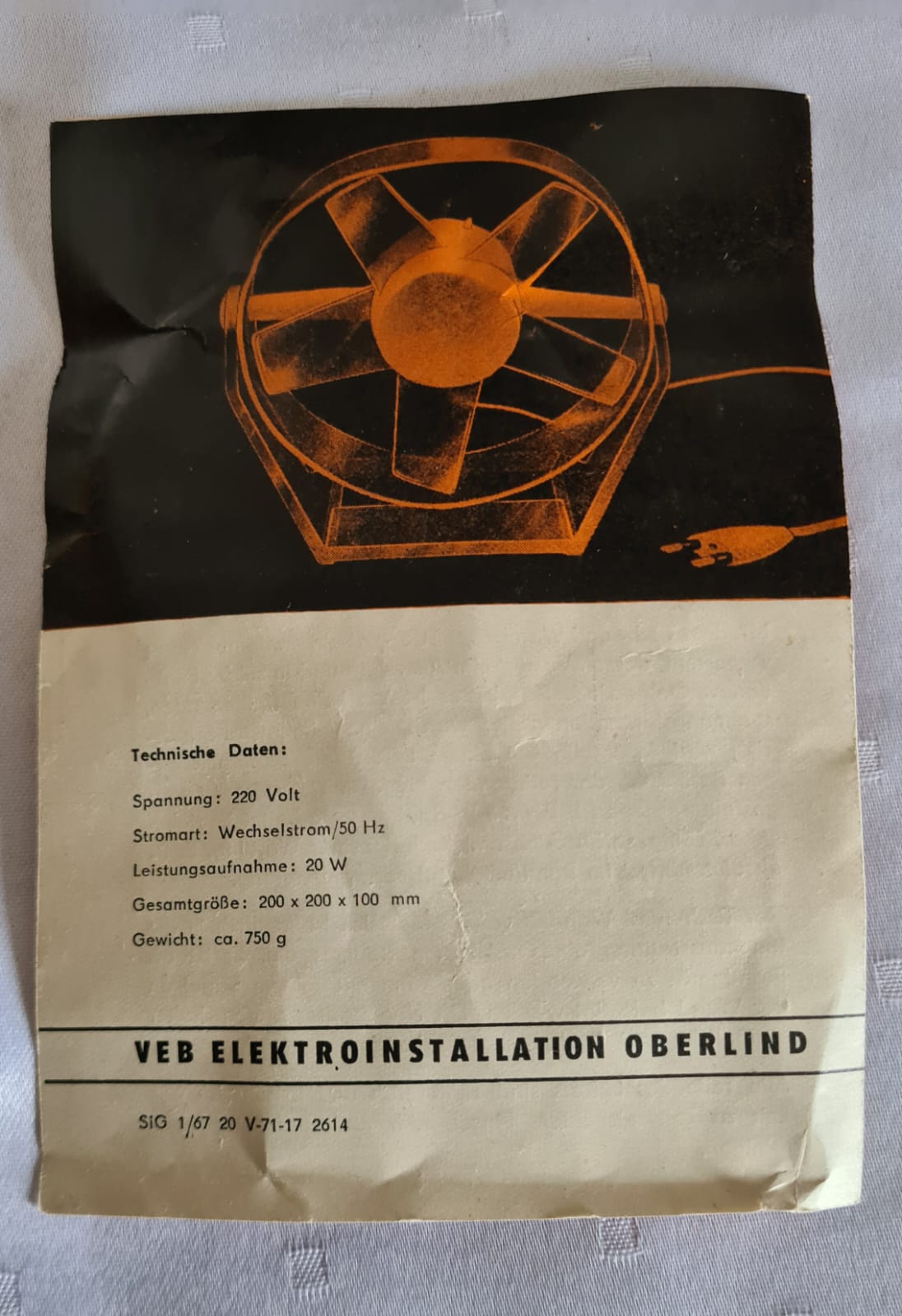 DDR Tischlüfter, Wandlüfter Typ TL5, Ventilator, Tischventilator