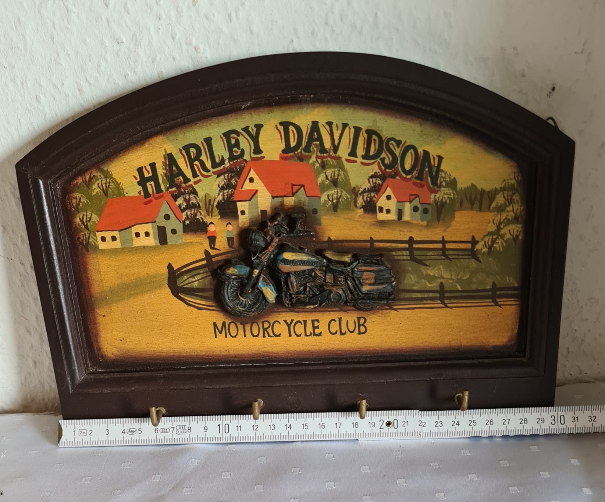 Vintage Schlüsselhalter mit Harley Davidson 3D Bild, Schlüsselbrett, Schlüsselhaken