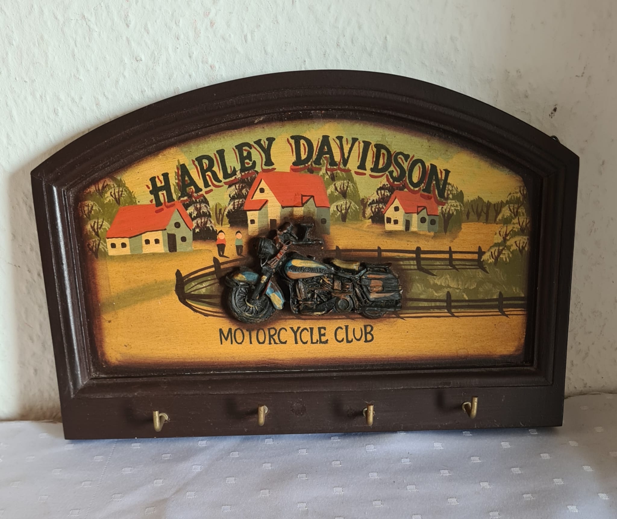 Vintage Schlüsselhalter mit Harley Davidson 3D Bild, Schlüsselbrett, Schlüsselhaken