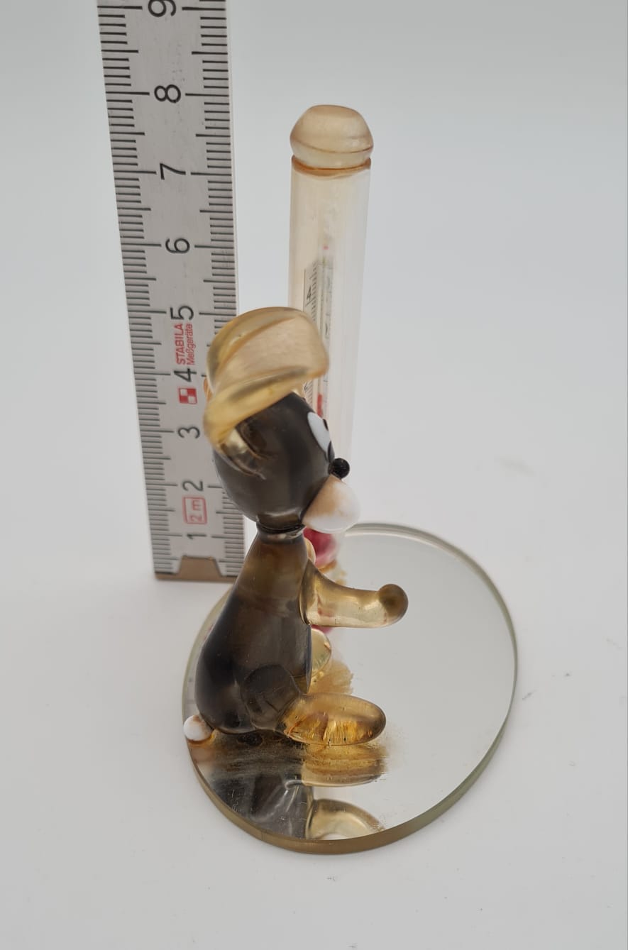 Raumthermometer mit Glasfigur Hase