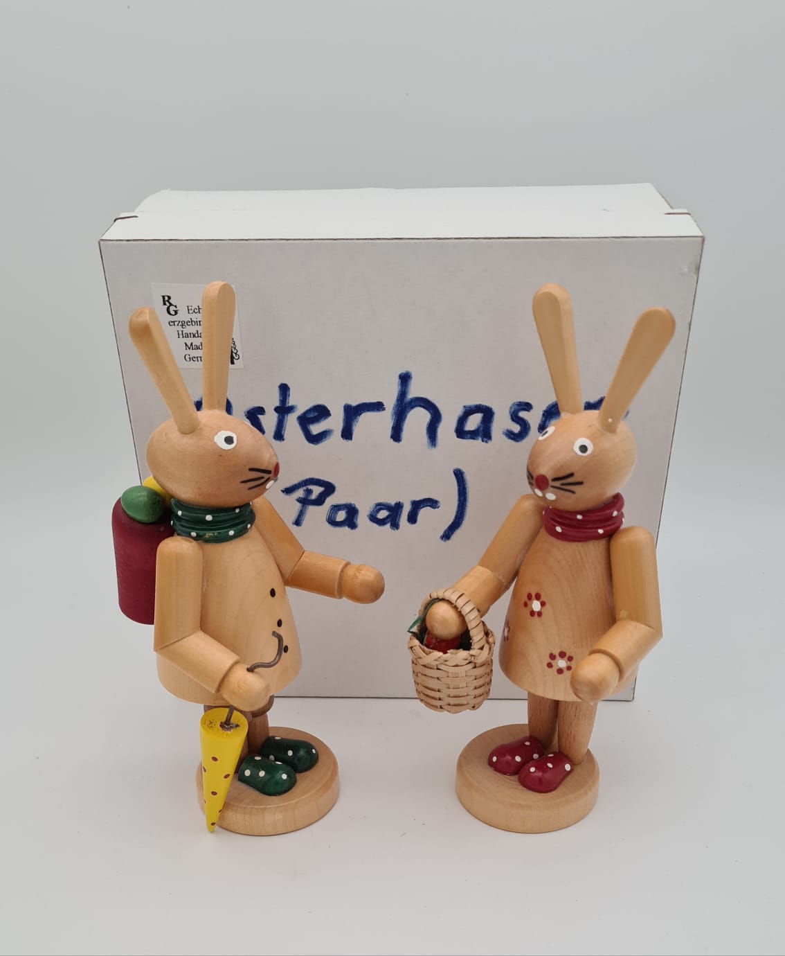 Osterhasenpaar Richard Glässer echt Erzgebirge OVP, Osterhase, Osterdekoration