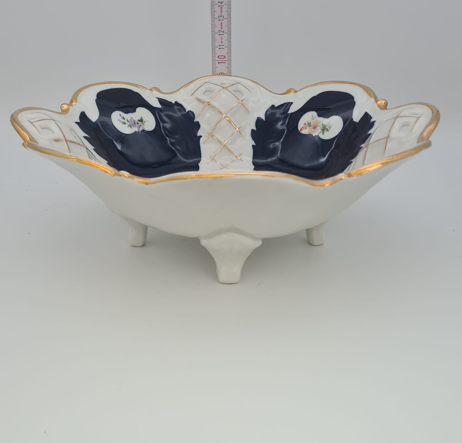 Prunkschale Reichenbacher Porzellan Fine China GDR Kobaltblau vergoldet, Schale, Obstschale