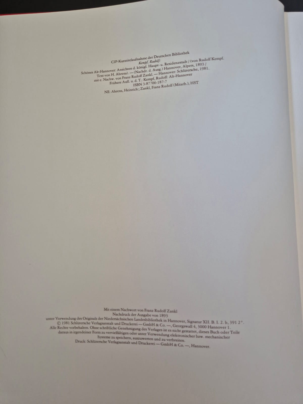 Buch: Schönes Alt-Hannover von Rudolf Kempf