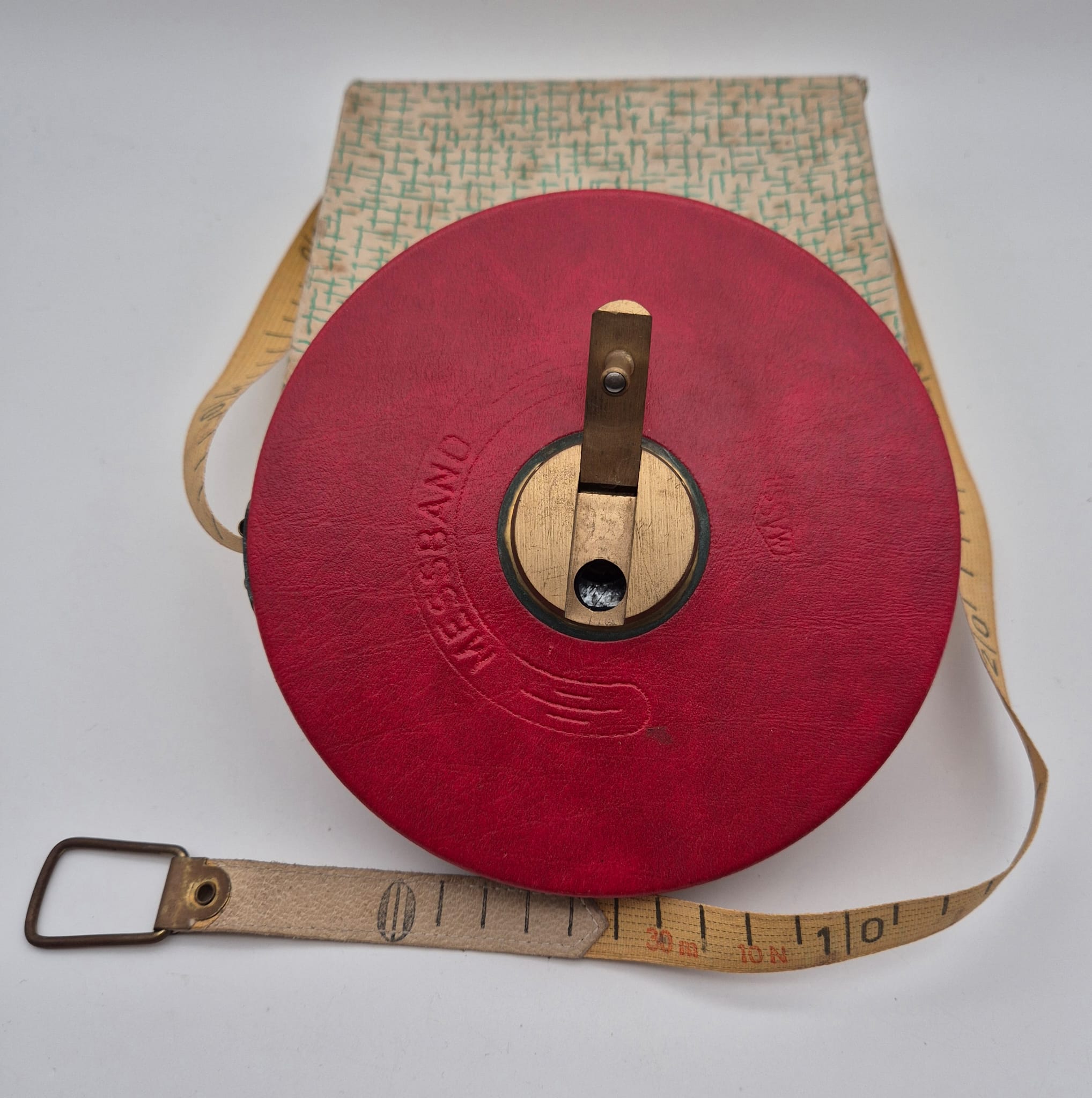 DDR Textilmaßband in roter Lederkapsel Massi Tools, Maßband 30 Meter OVP