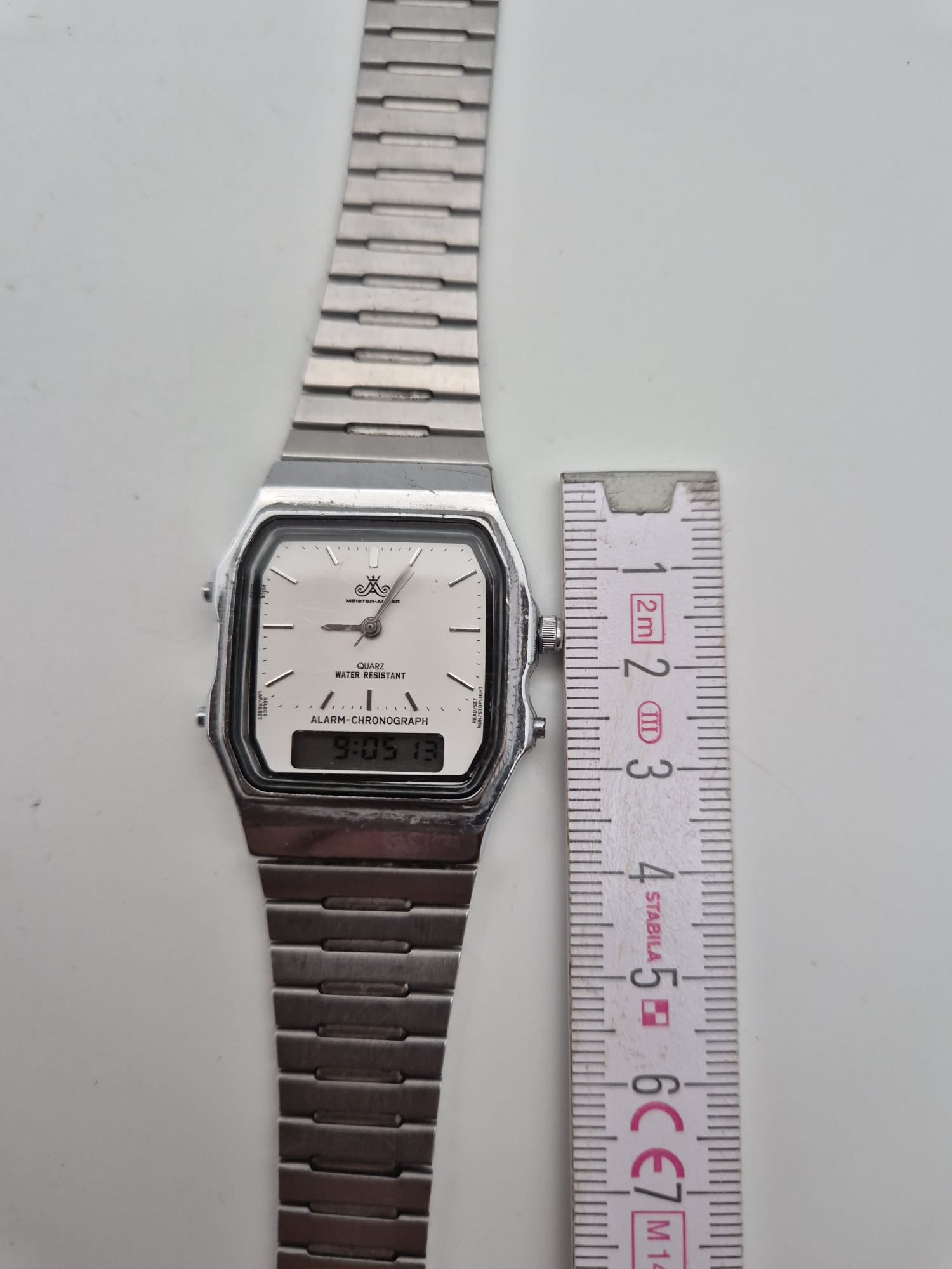 Vintage Herrenuhr, Armbanuhr ANALOG-DIGITAL Alarm Chronograph Quarzuhr MEISTER-ANKER
