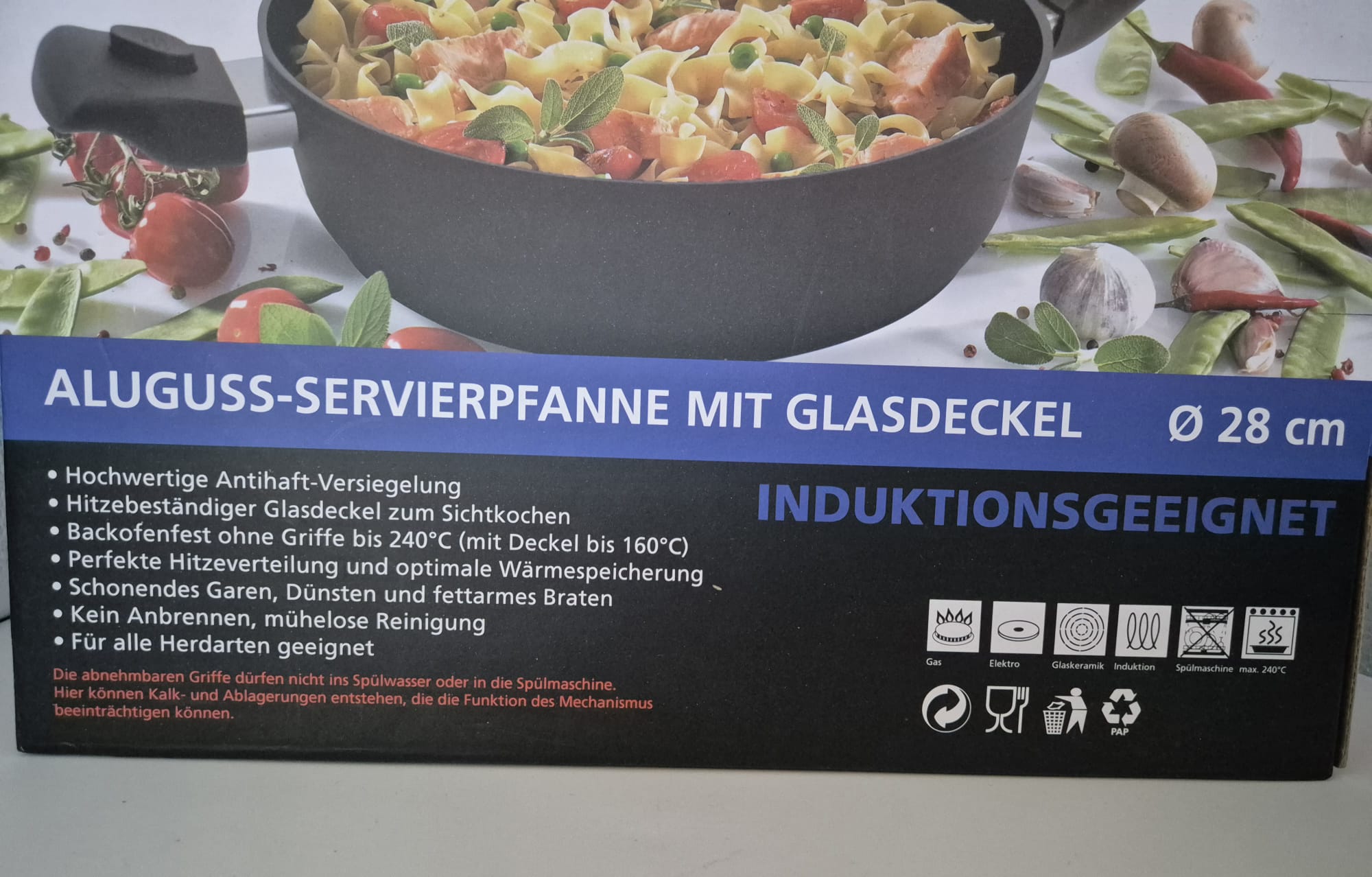 KRÜGER ALUGUSS-SERVIERPFANNE MIT GLASDECKEL – Ø 28 CM