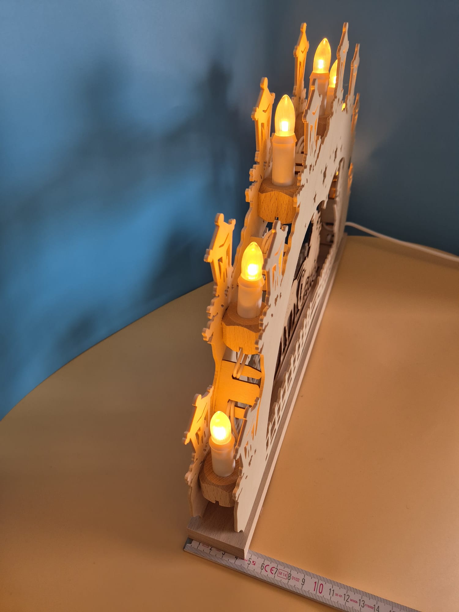 Lichterbogen Saico Erzgebirge LED Weihnachtsmann auf Schlitten OVP