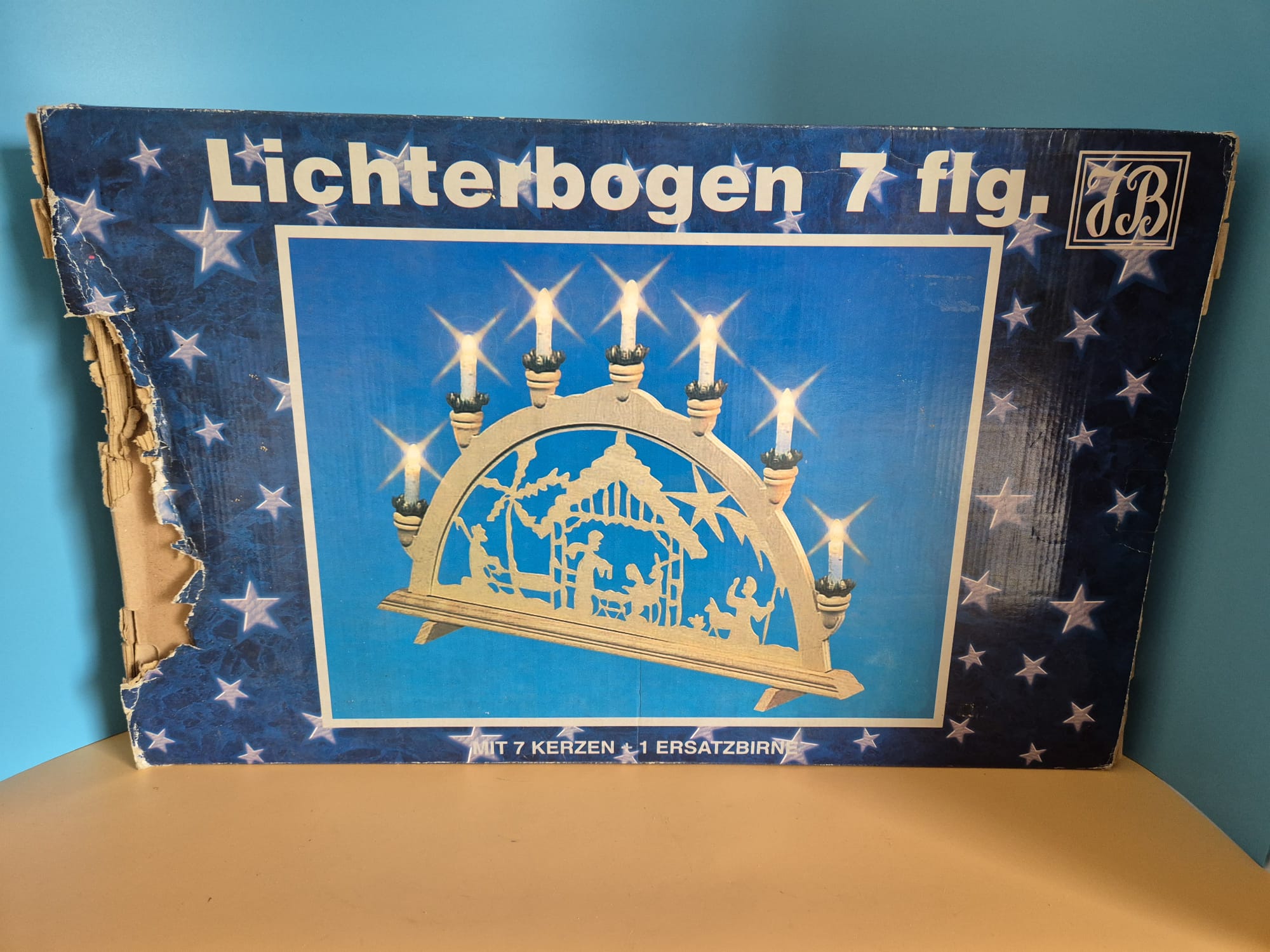 Schwibbogen Jens Bretschneider Lichterbogen aus Holz mit 7 Kerzen – Originalverpackt