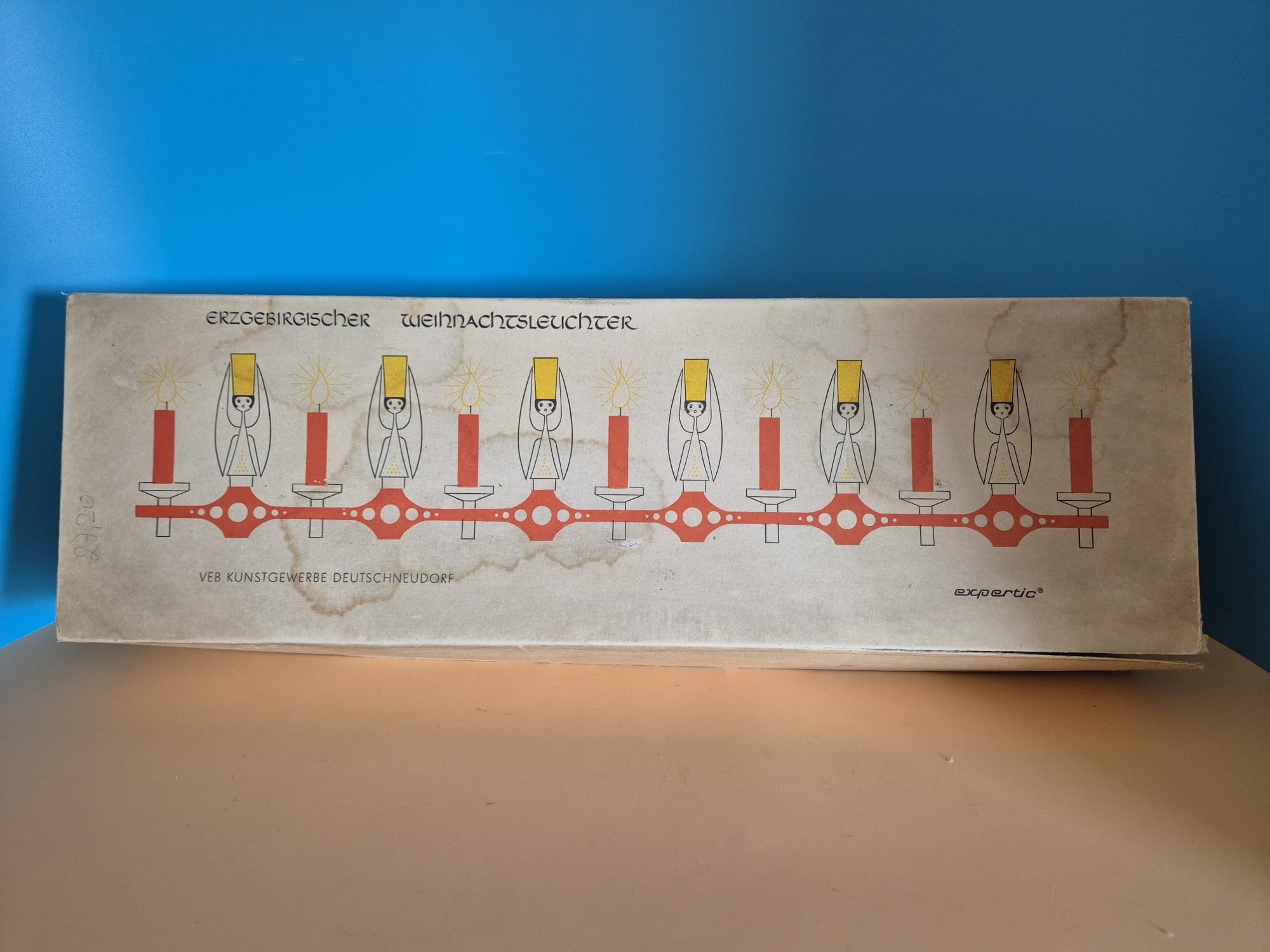 Erzgebirgischer Weihnachtsleuchter mit Engel und Originalverpackung