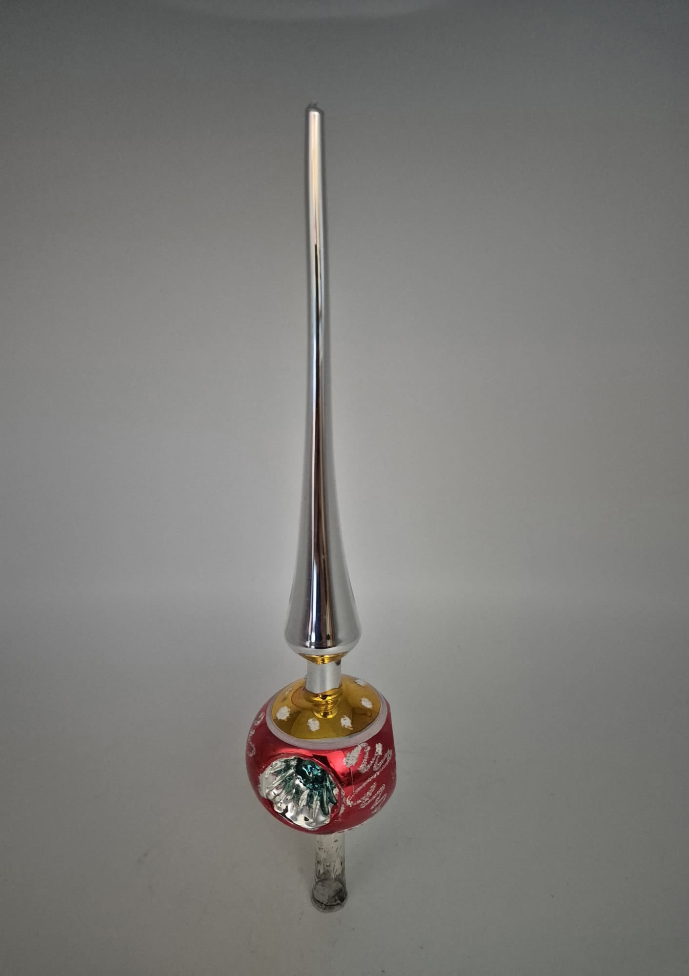 Christbaumspitze mit Kugel und Reflexdekor