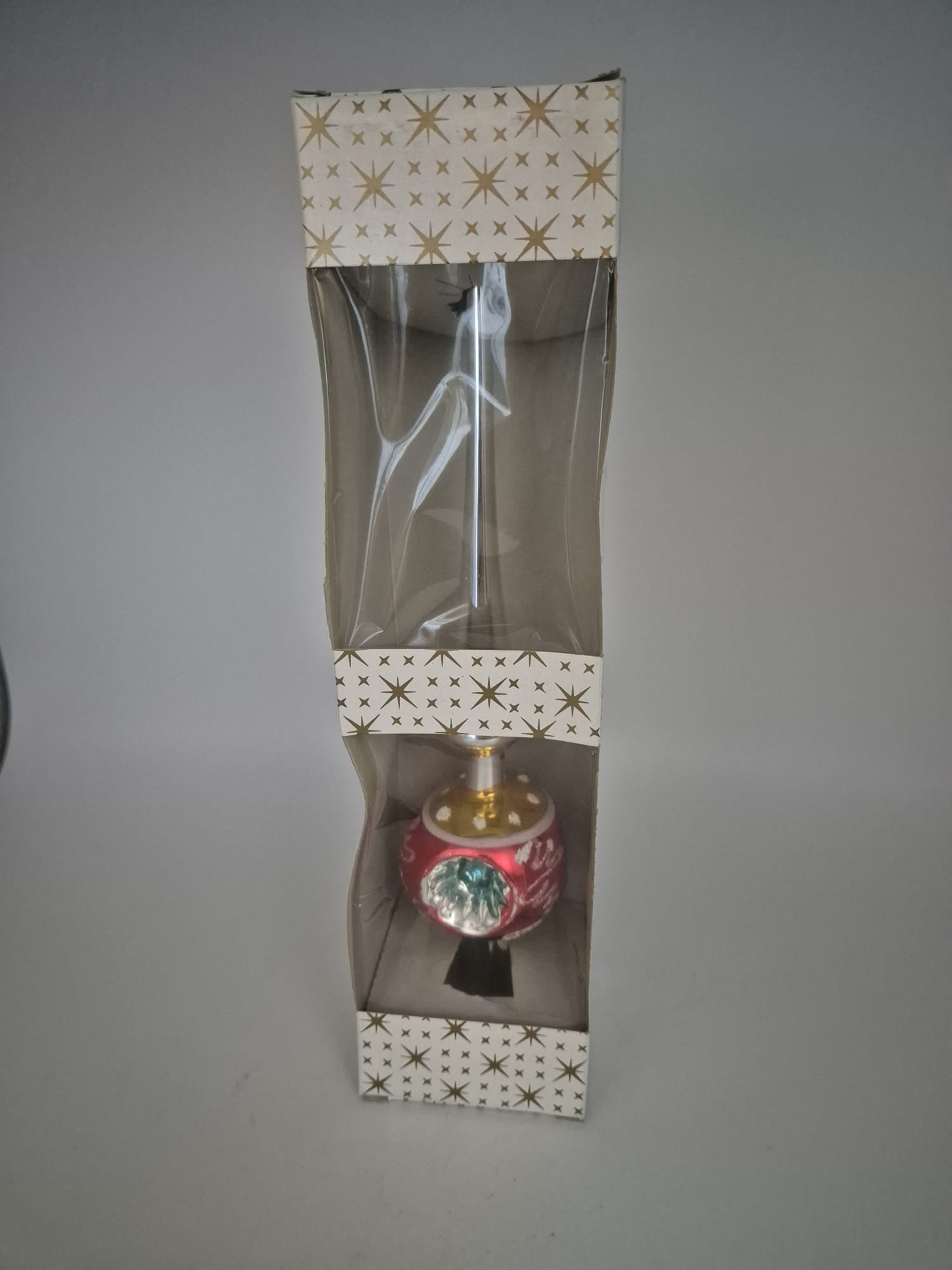 Christbaumspitze mit Kugel und Reflexdekor