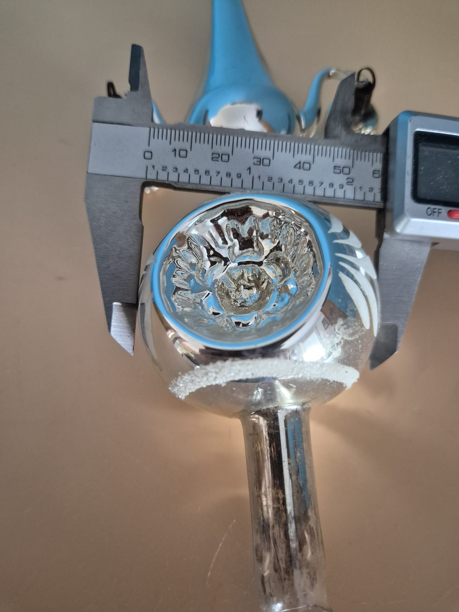 Christbaumspitze Silber mit Glocken und Reflexdekor