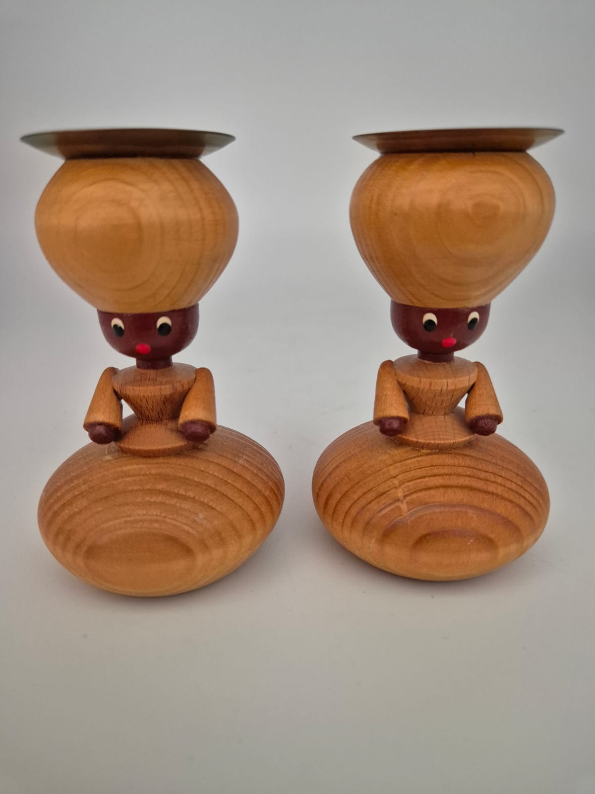 Vintage Holz-Kerzenhalter 70er Jahre