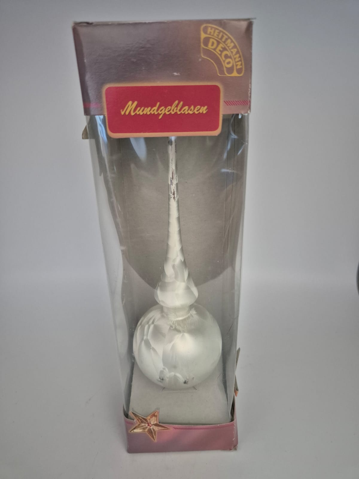 Christbaumspitze weiß mundgeblasen Heitmann Deco