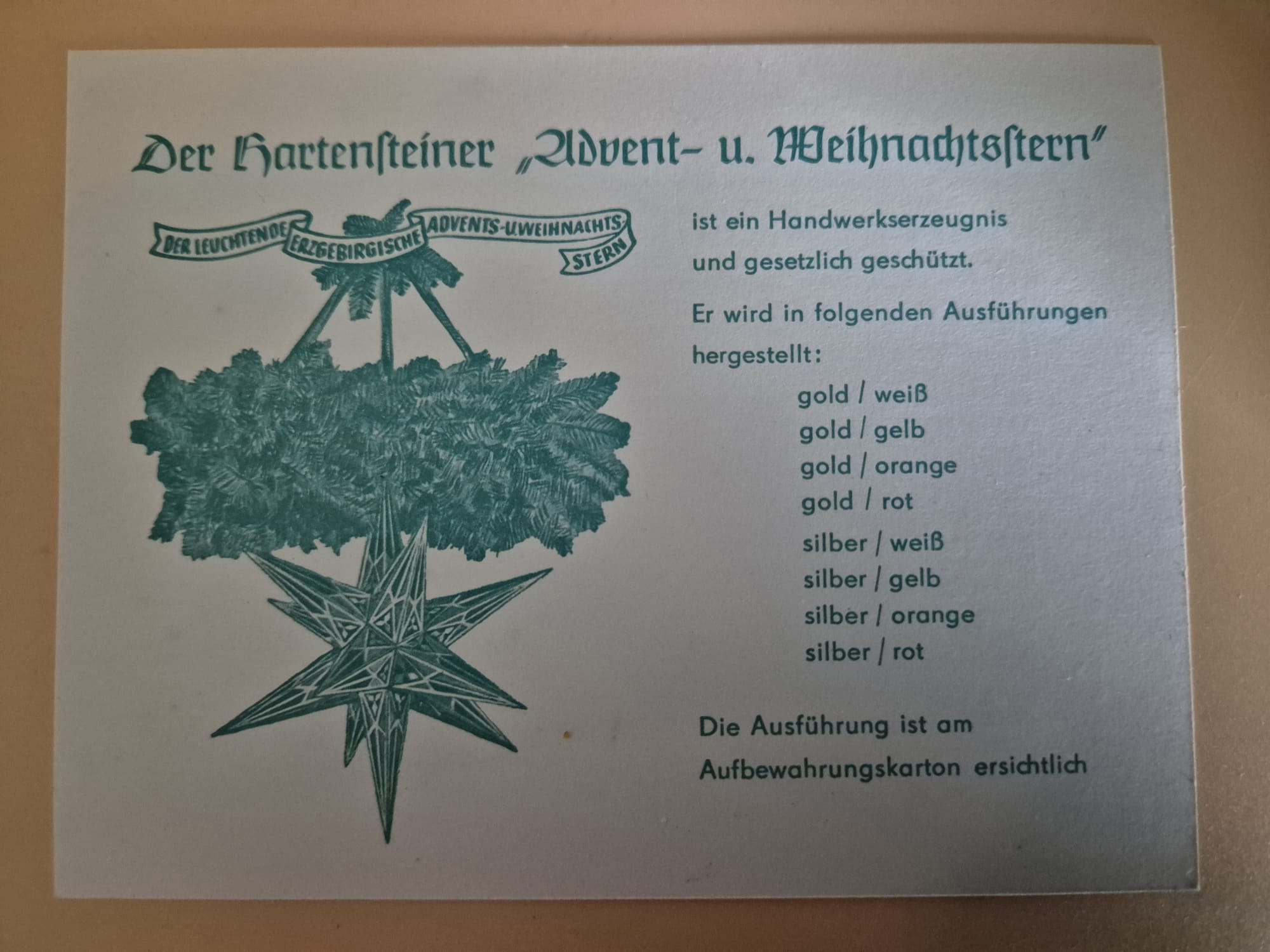 Hartensteiner Advent- und Weihnachtsstern (DDR, gold-gelb)