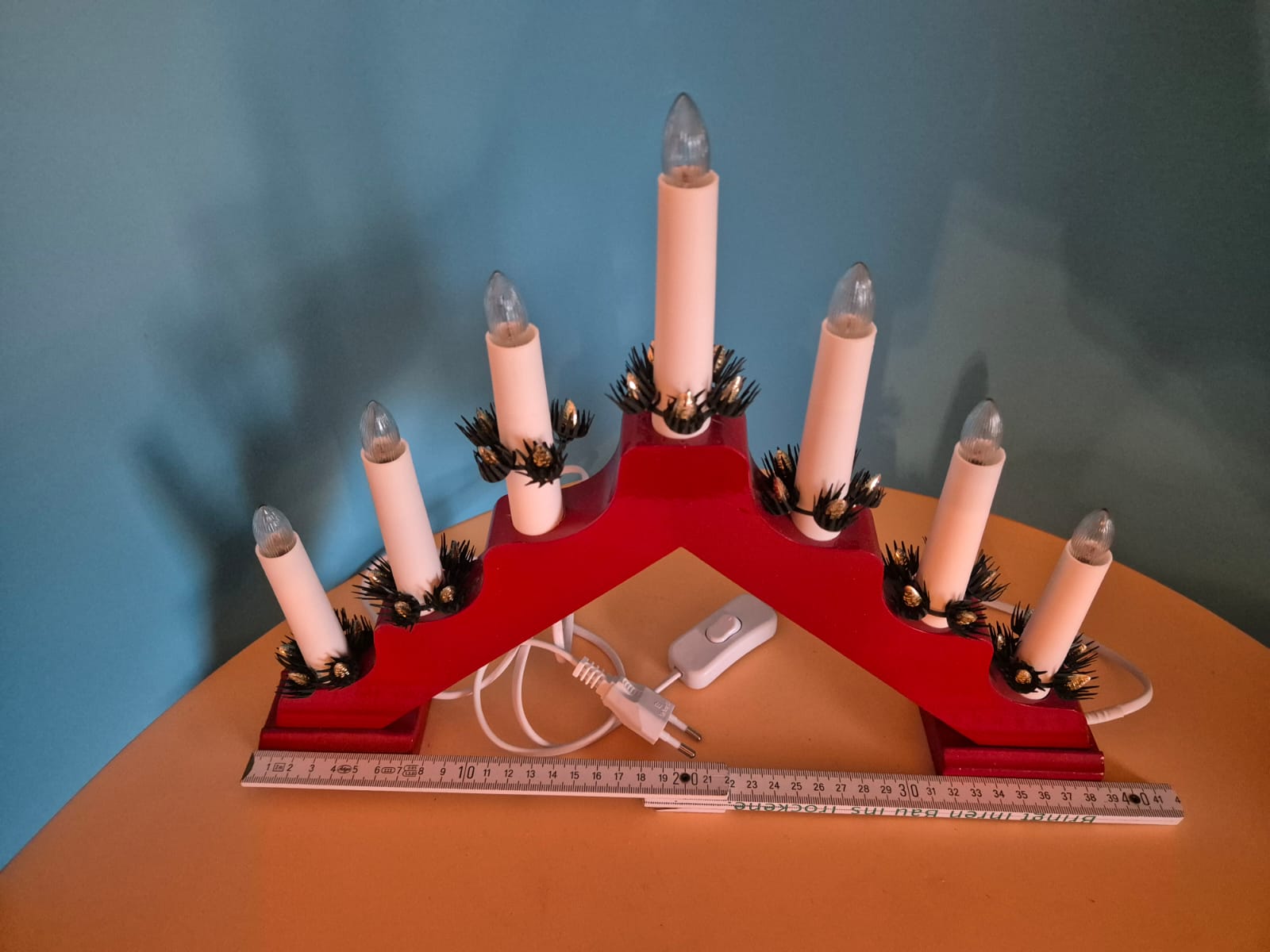 Schwedenleuchter rot, 7-flammig