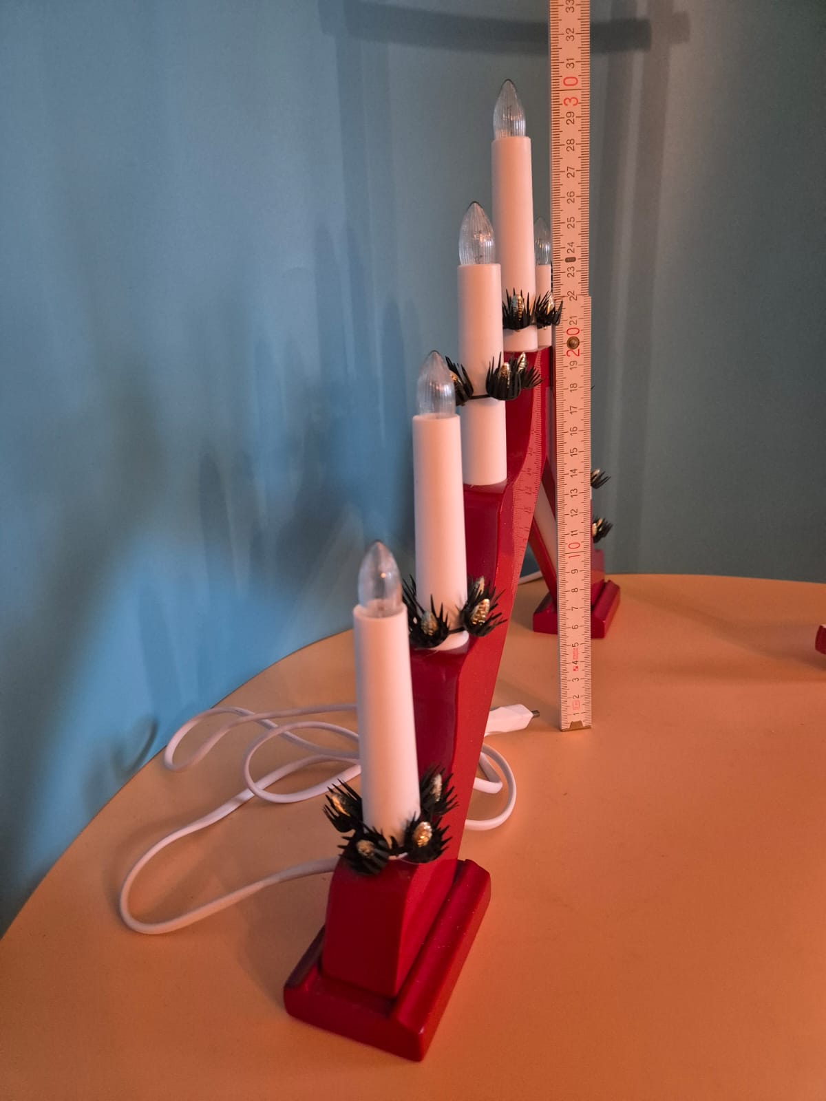 Schwedenleuchter rot, 7-flammig