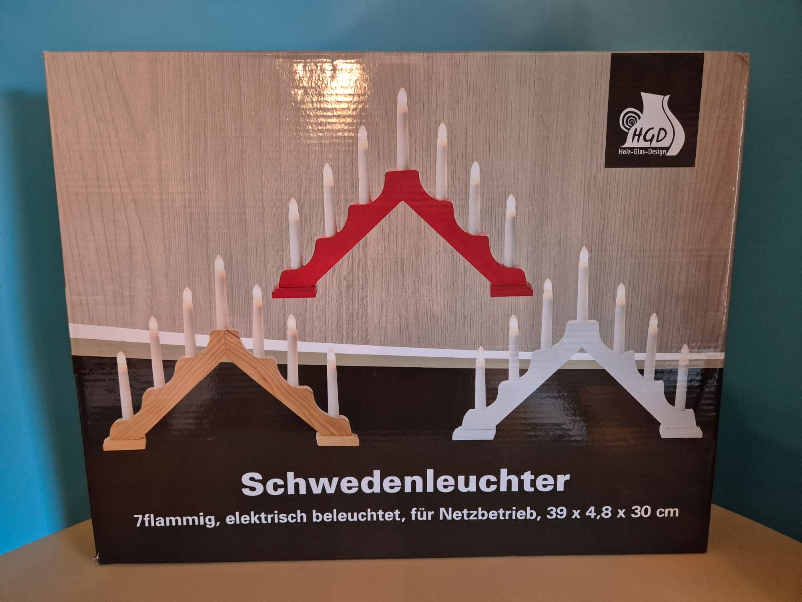 Schwedenleuchter rot, 7-flammig