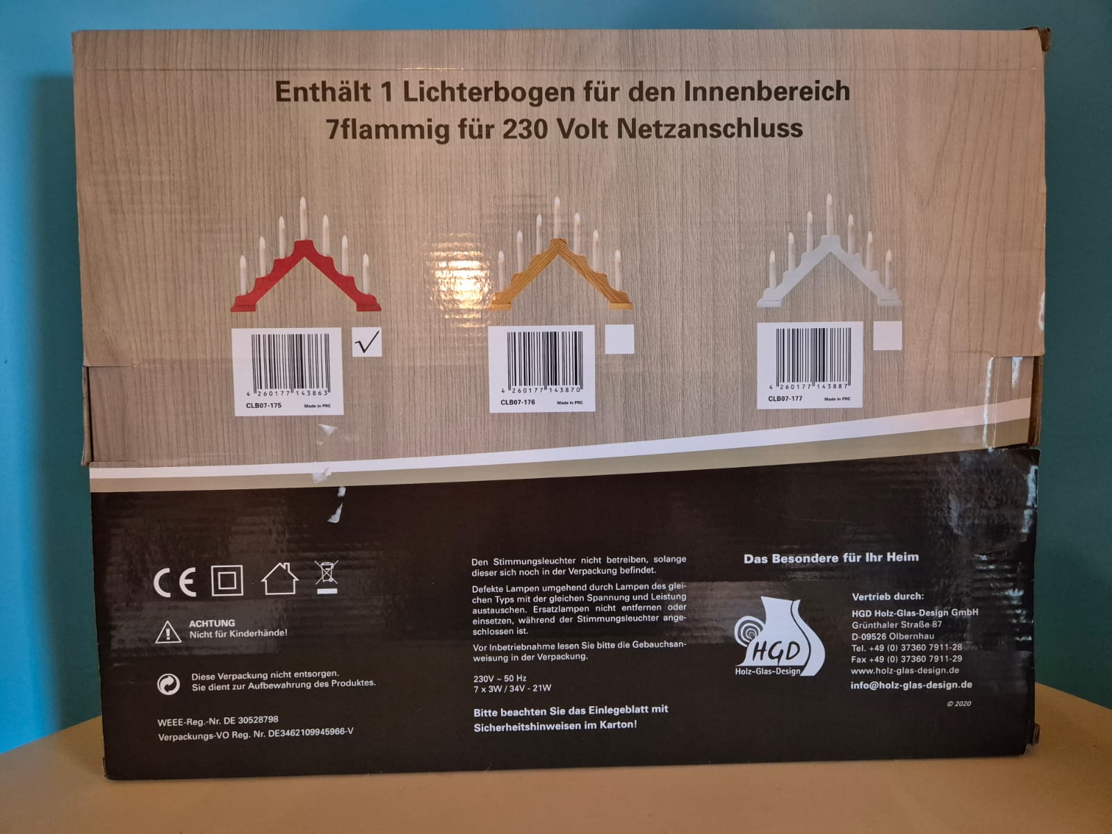 Schwedenleuchter rot, 7-flammig