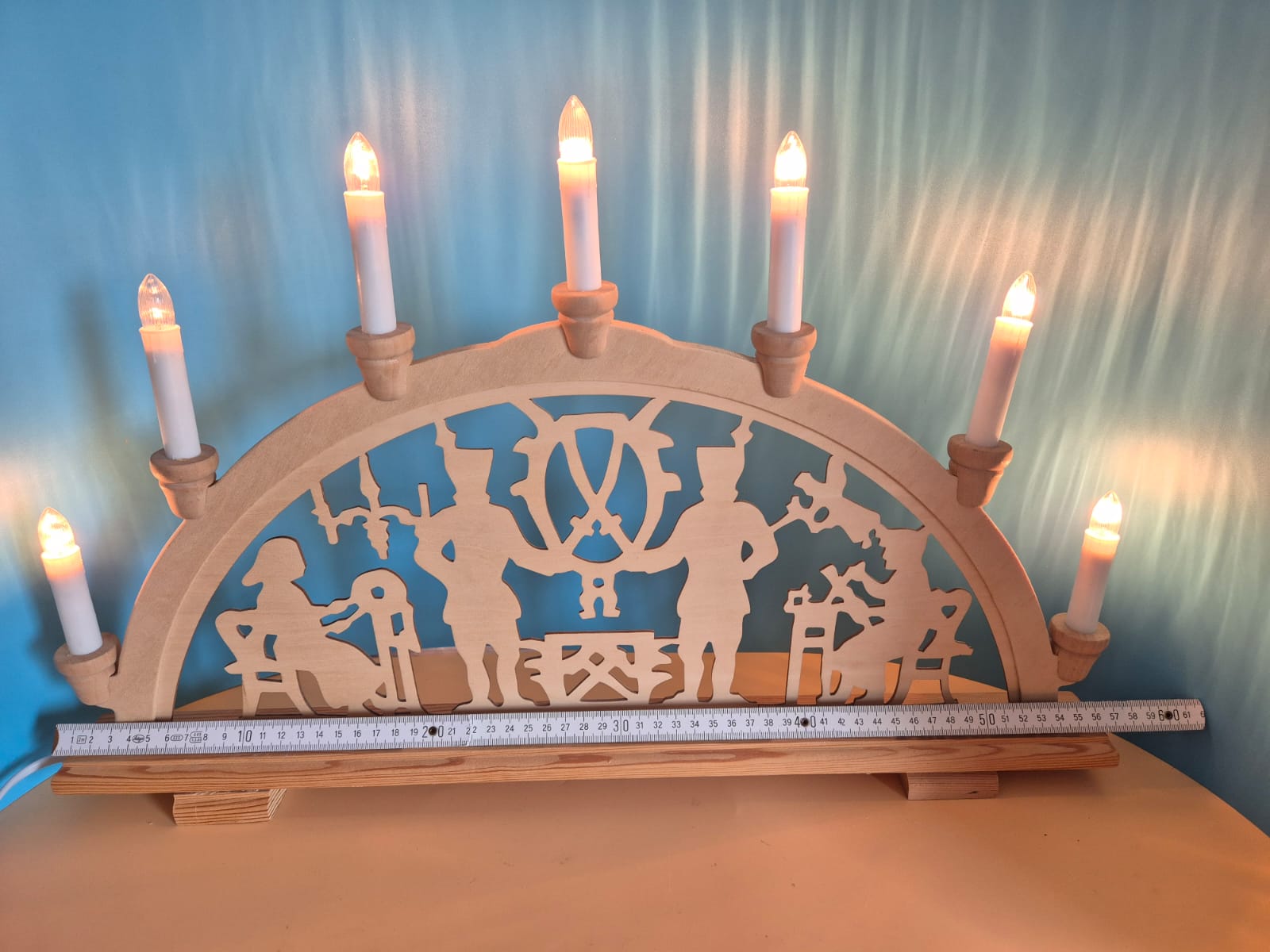 Großer Lichterbogen mit 7 Kerzen – Bergmannmotiv