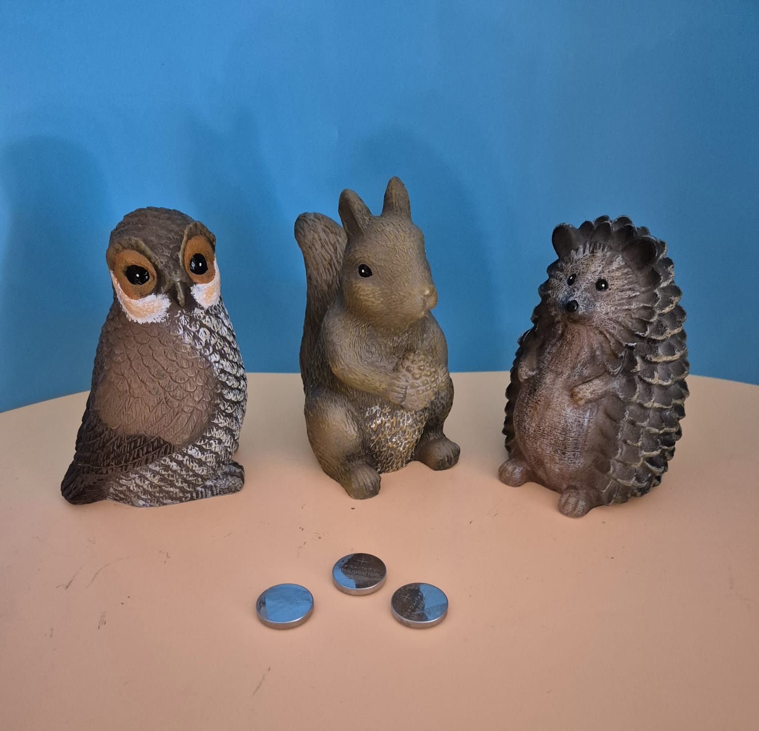 LED-Tierfiguren 3er-Set – Eule, Eichhörnchen & Igel