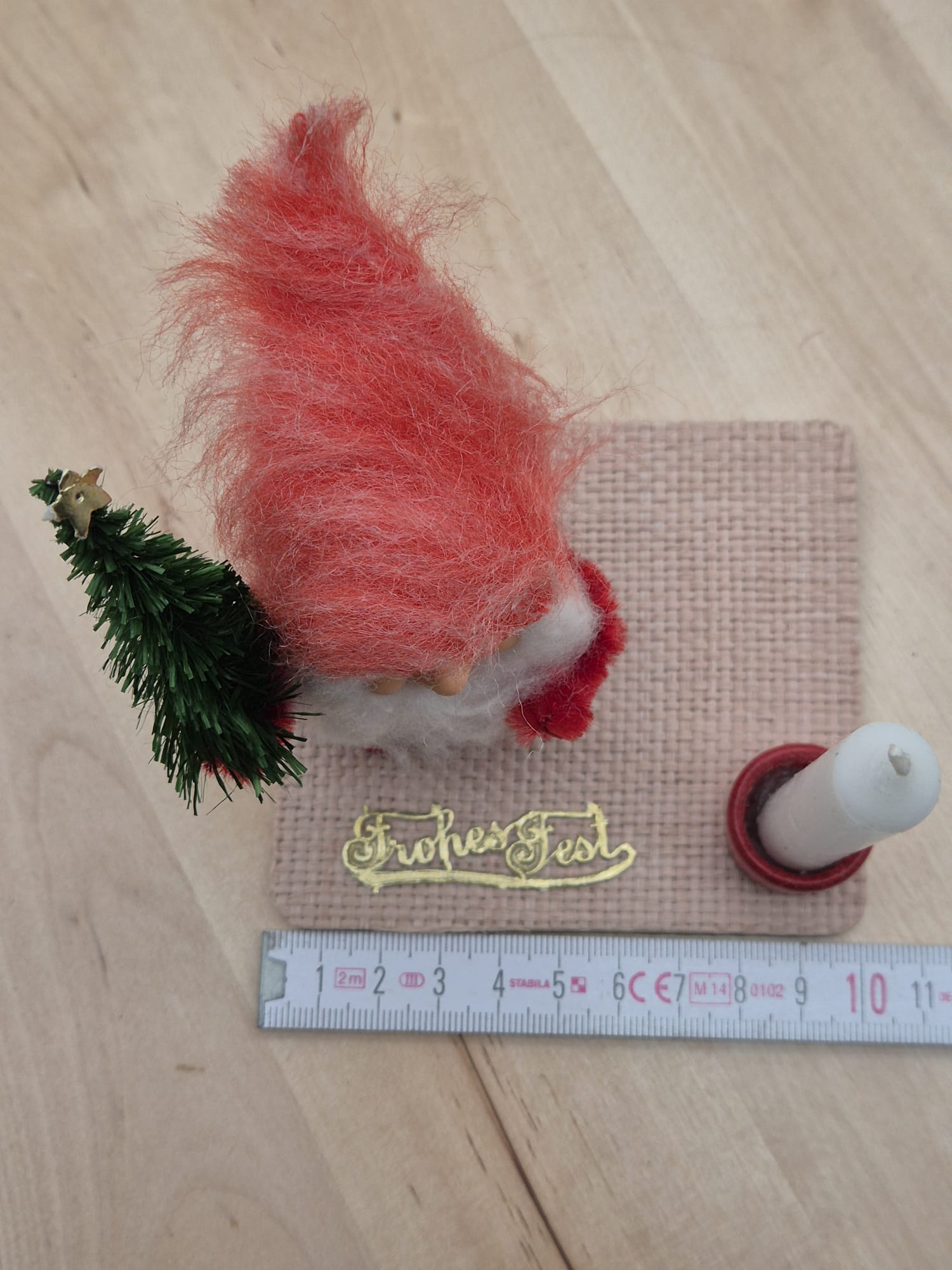 DDR Weihnachts-Tischschmuck Wichtel mit Kerze – VEB Kunstblume Sebnitz