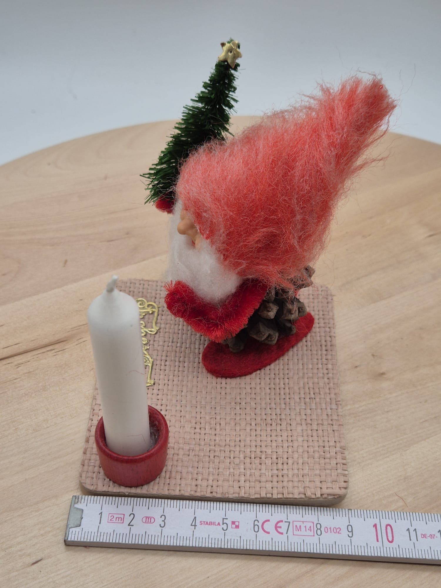 DDR Weihnachts-Tischschmuck Wichtel mit Kerze – VEB Kunstblume Sebnitz