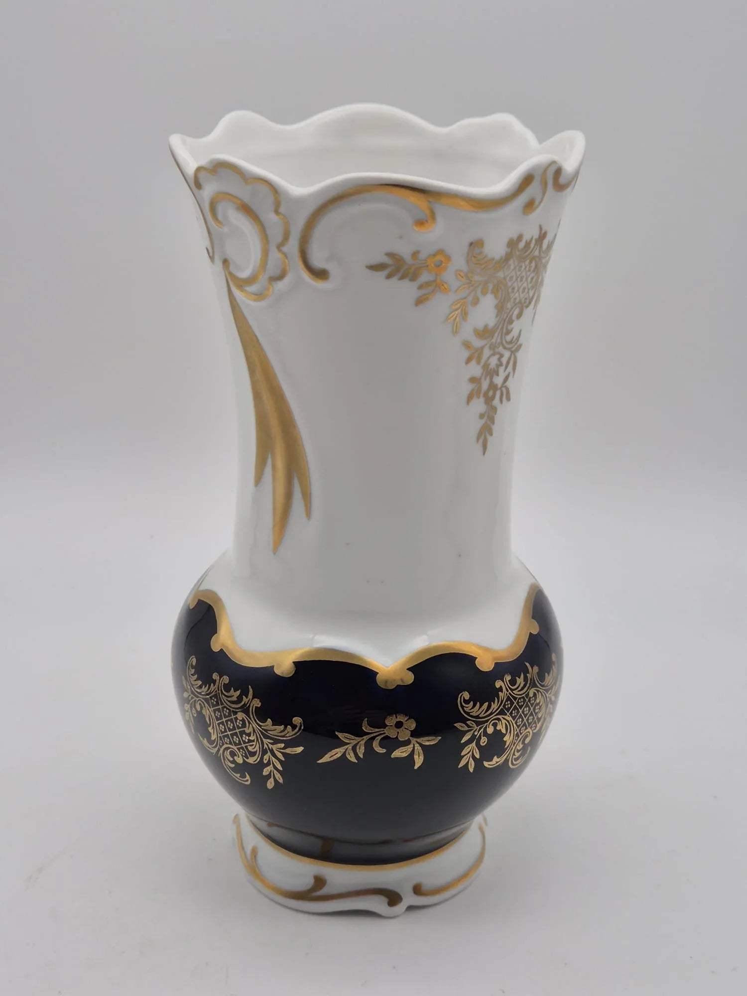 Große Vase – Weimar Porzellan, Echt Kobalt & Golddekor, DDR