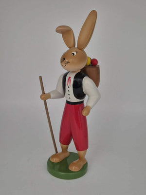 Hasenwanderbursche Holzfigur Erzgebirgische Volkskunst
